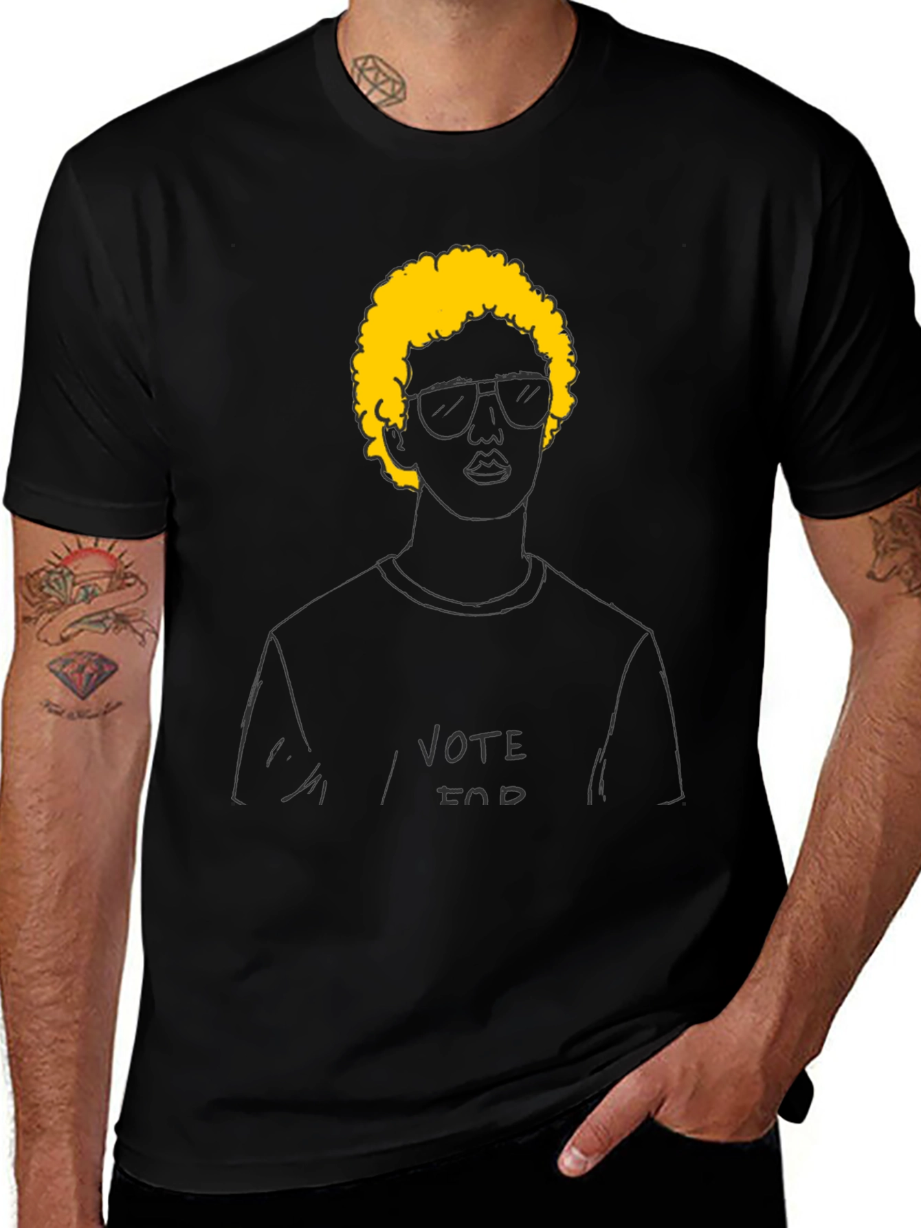 Variant 12 of Vote For Doodle T-Shirt - Black Cotton Tee