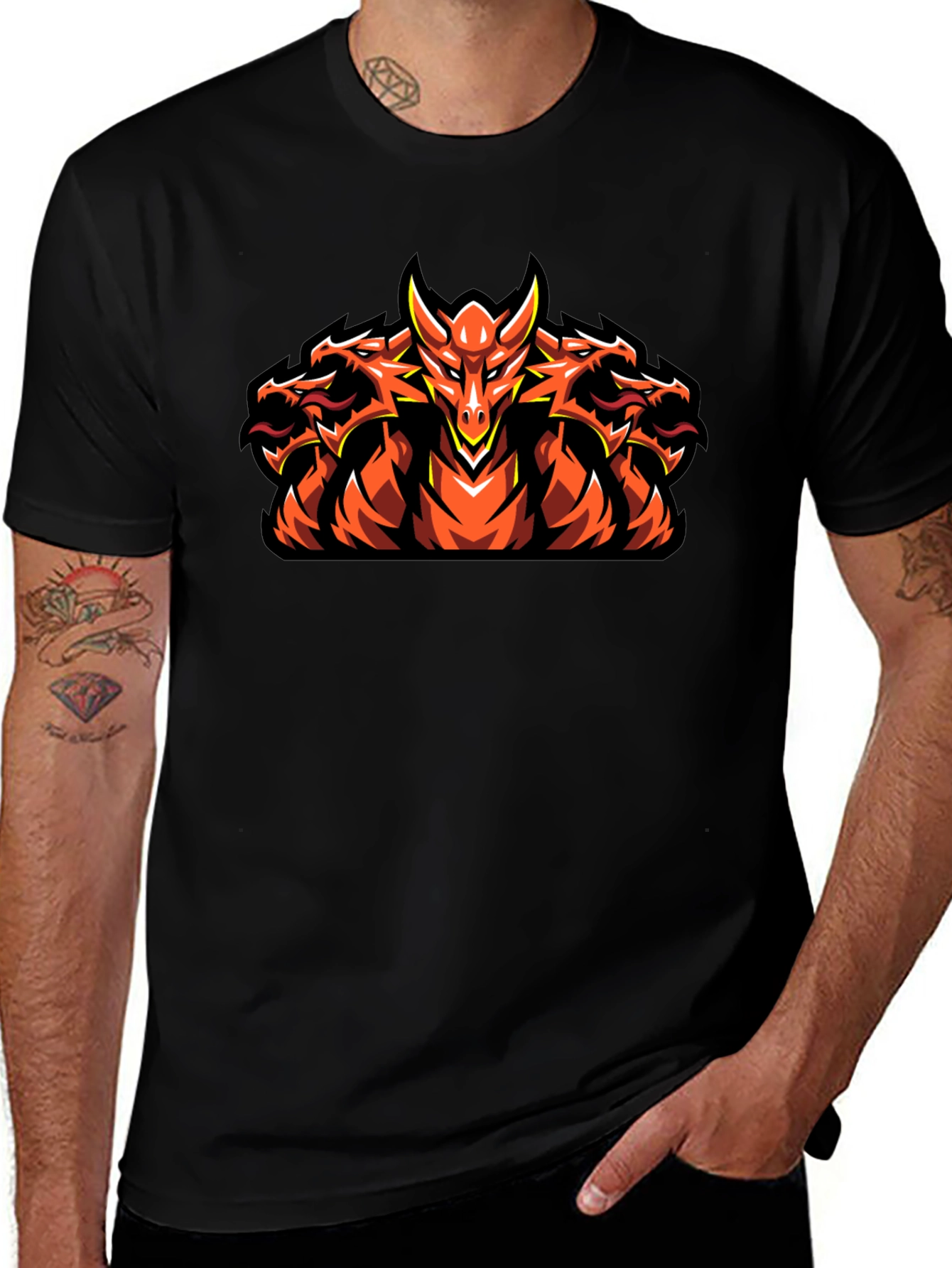 Hydra Dragon Graphic Tee - Men's Black T-Shirt