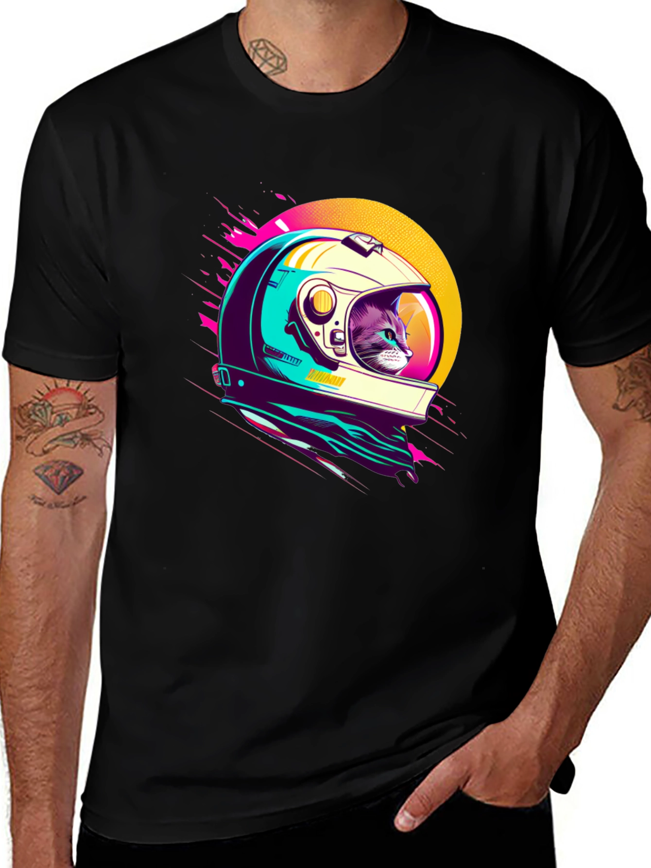 Variant 12 of Cosmic Cat T-Shirt - Retro Space Design