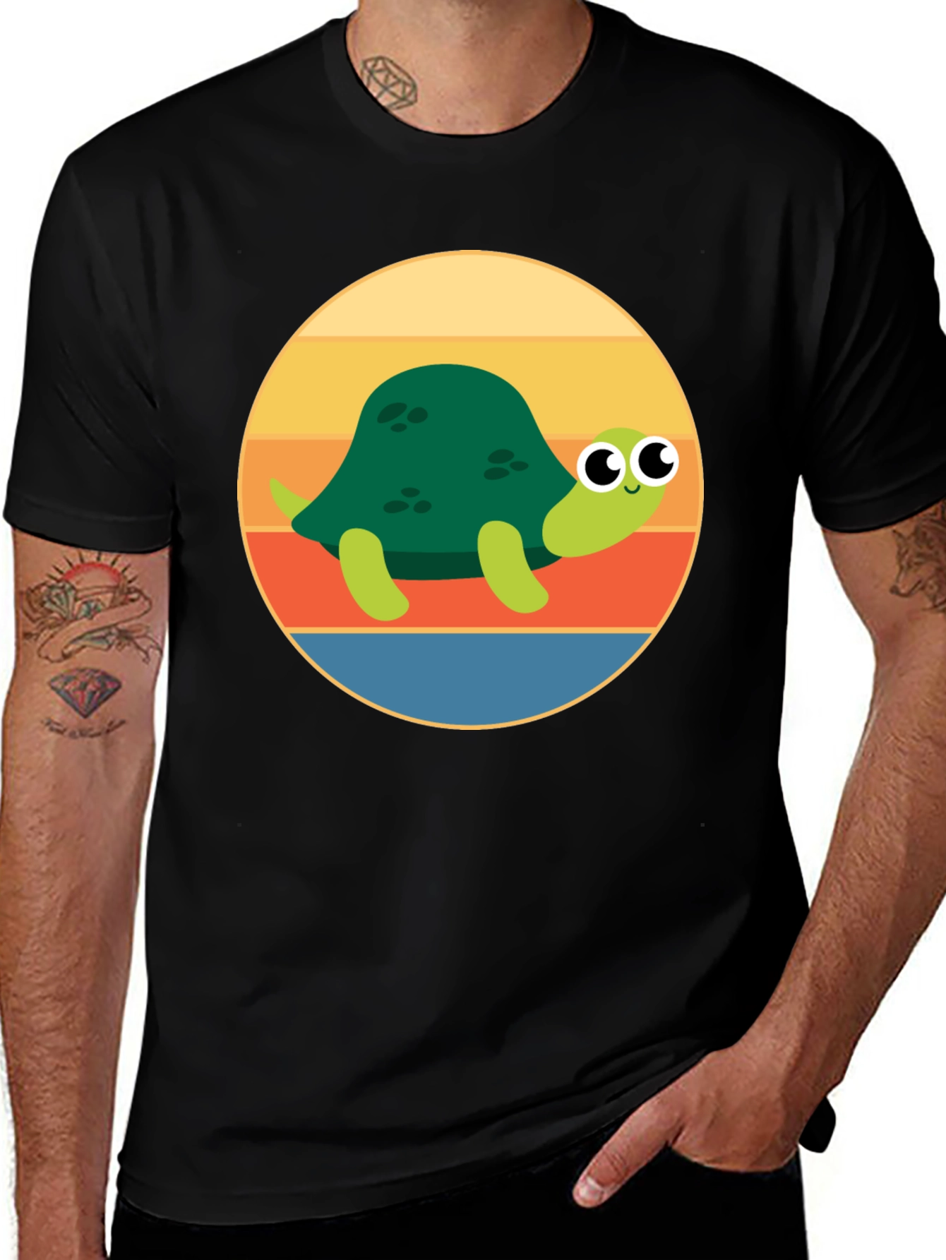 Variant 4 of Cute Turtle Graphic Tee - Retro Style T-Shirt