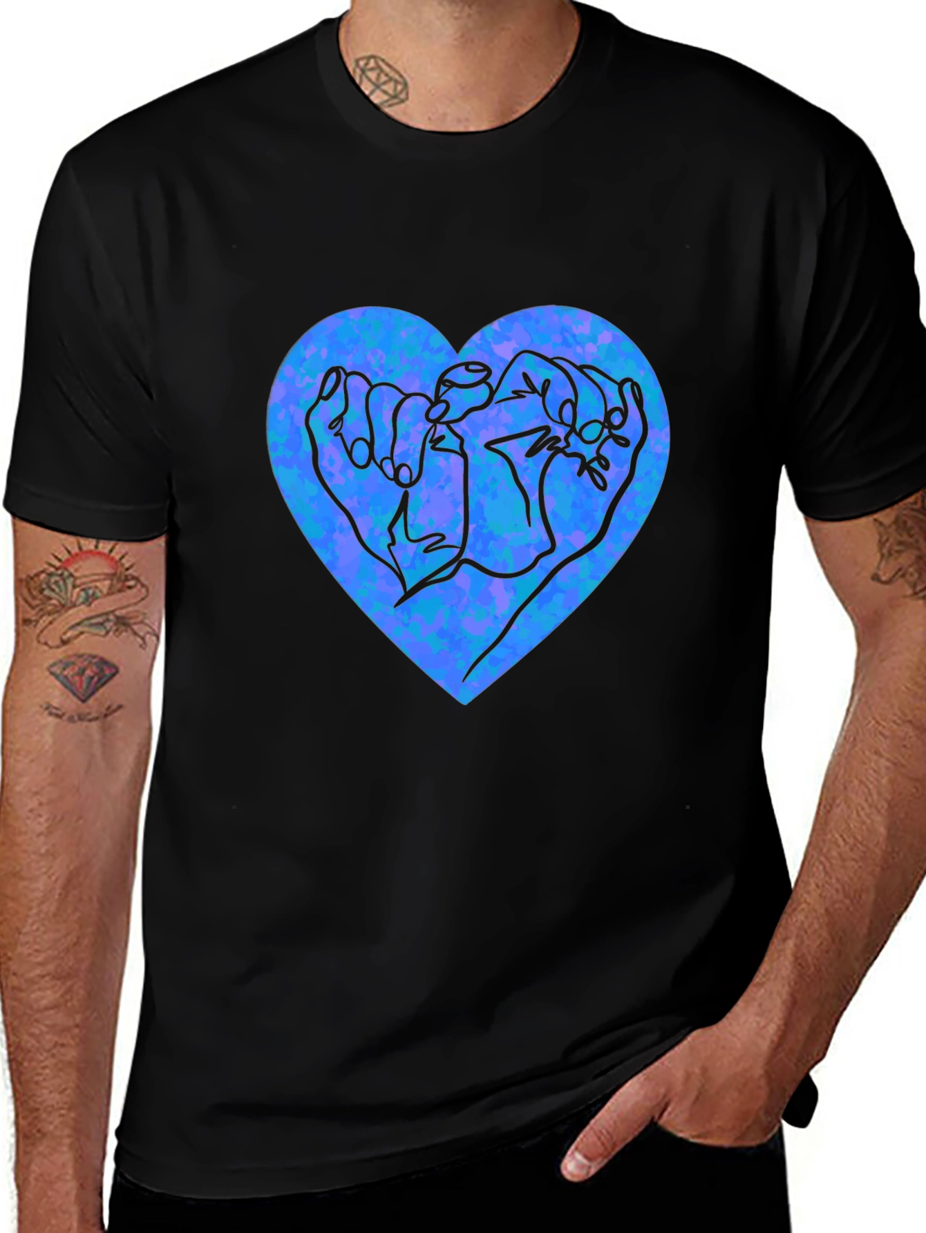 Variant 14 of Pinky Promise Heart Graphic Tee - Black