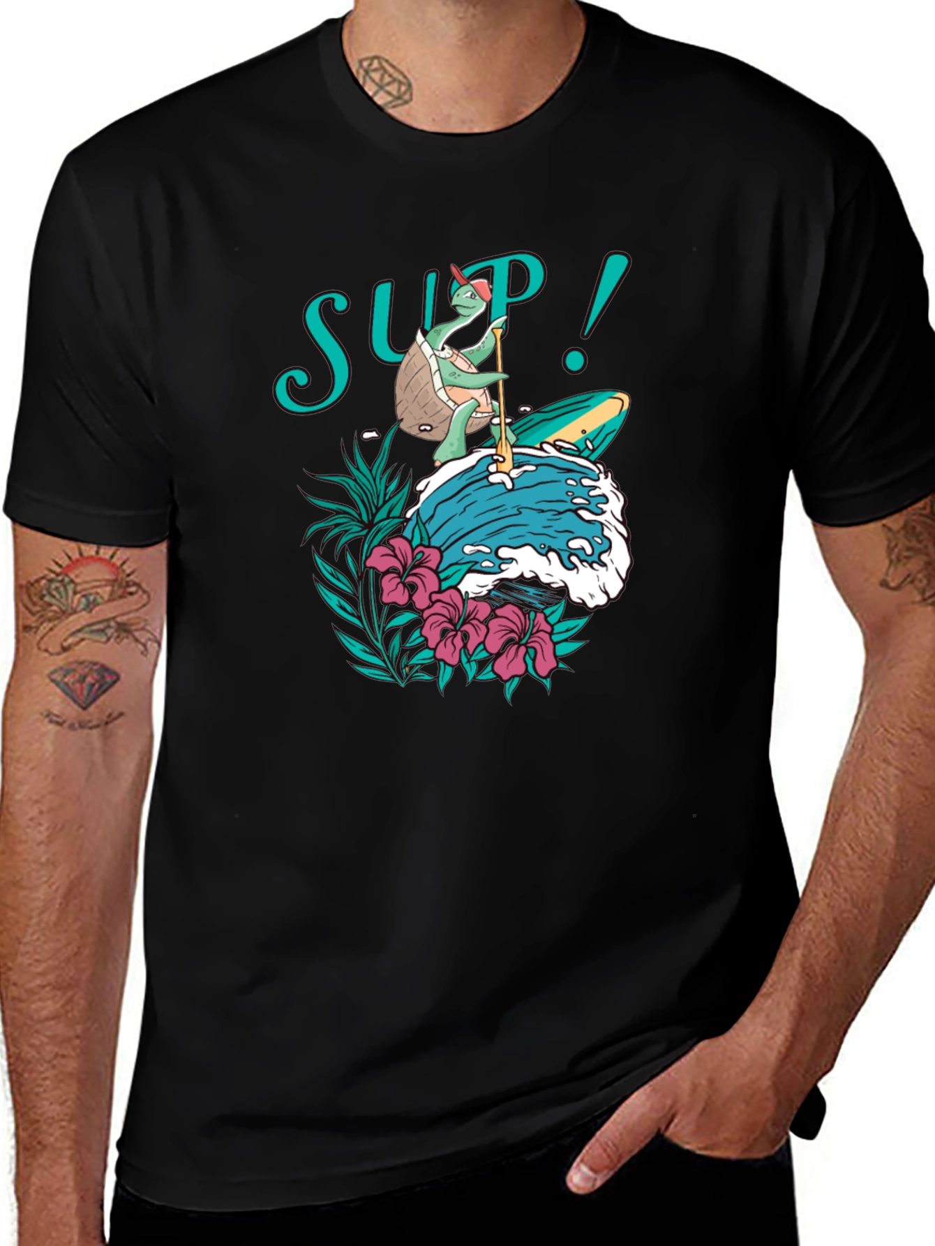 Variant 25 of Turtle SUP T-Shirt - Stand Up Paddle Boarding Tee