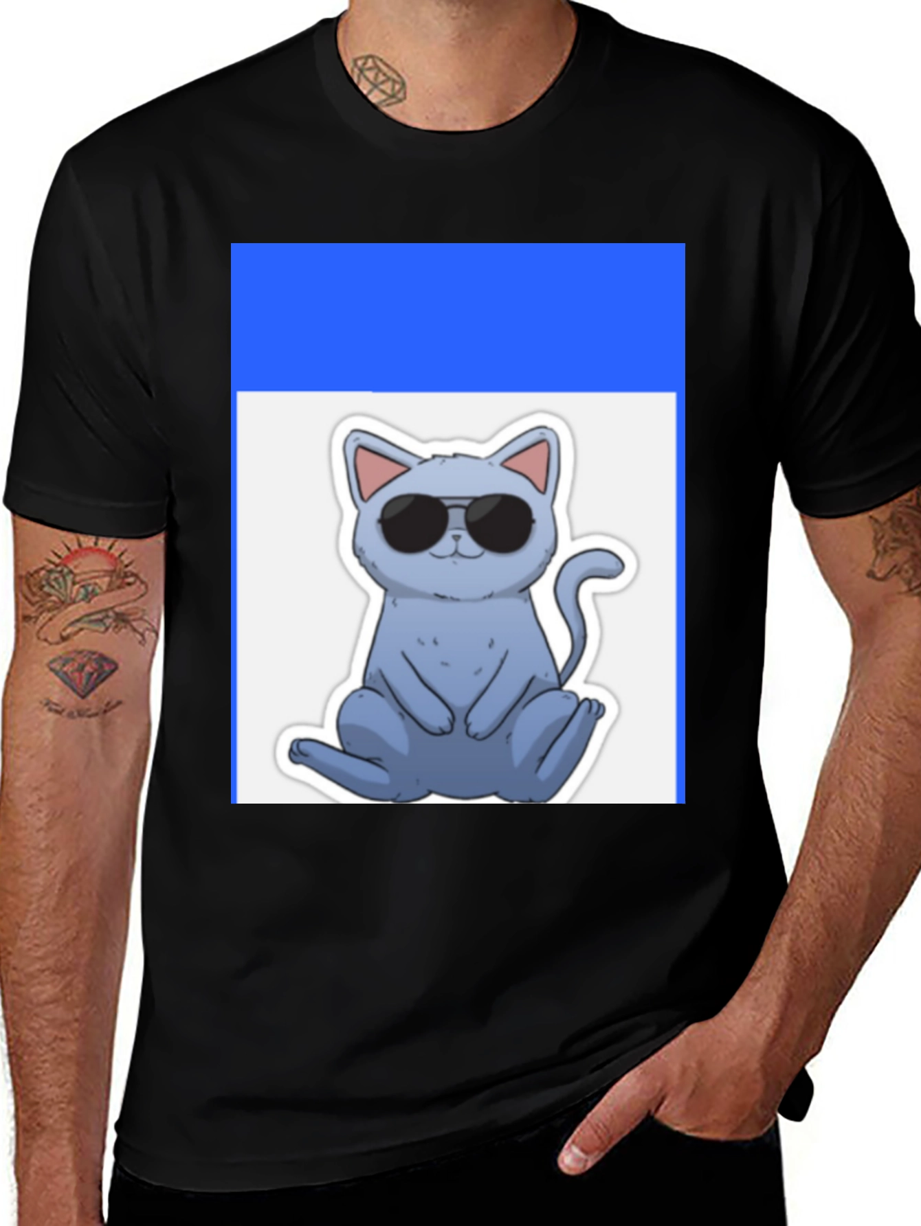 Variant 9 of Cool Cat Graphic Tee - Black Cotton T-Shirt