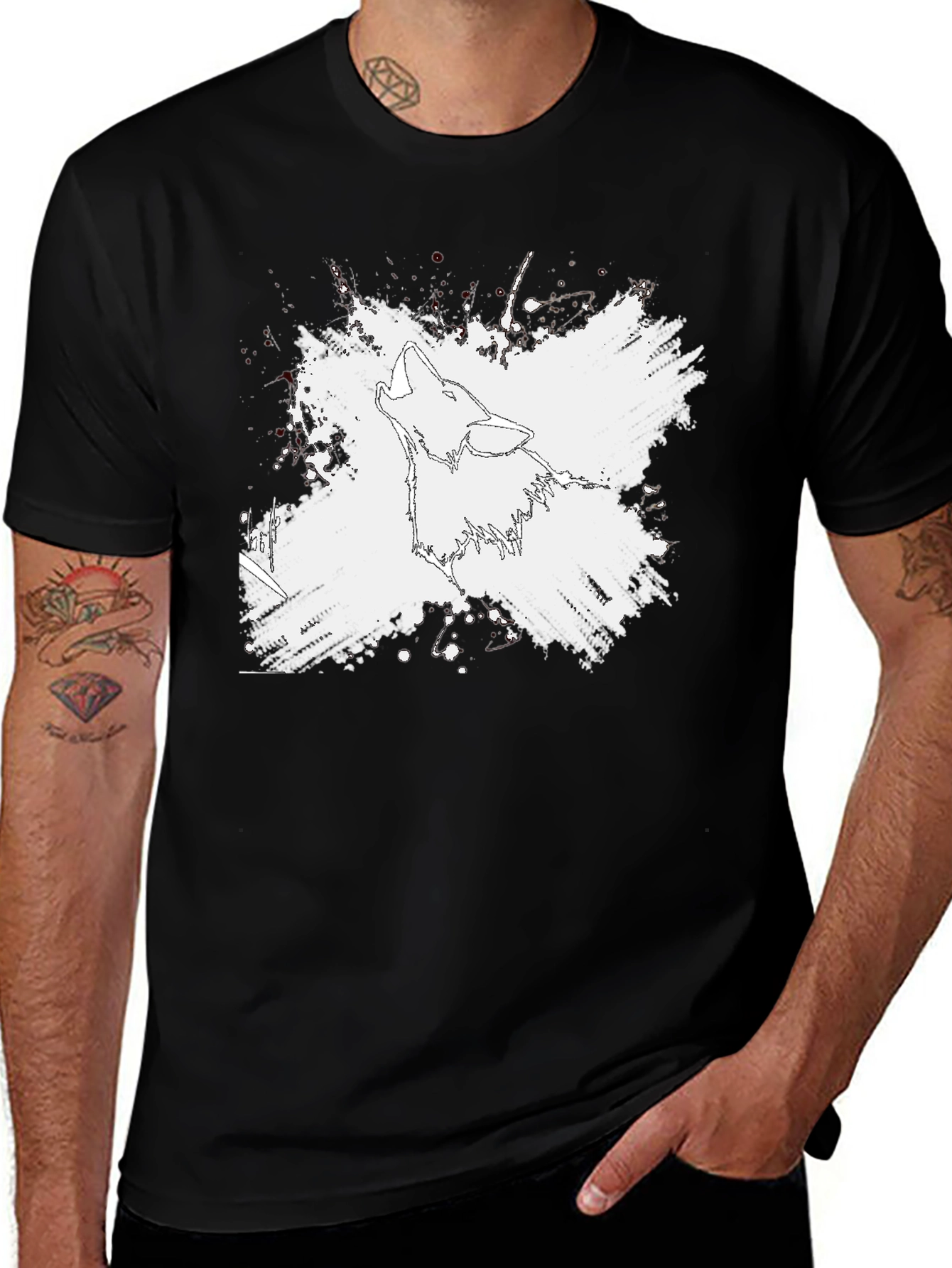 Variant 6 of Wolf Graphic Print T-Shirt - Black