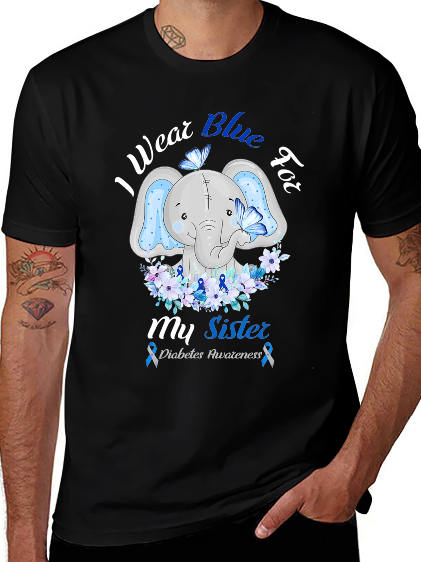 Diabetes Awareness Blue Elephant T-Shirt