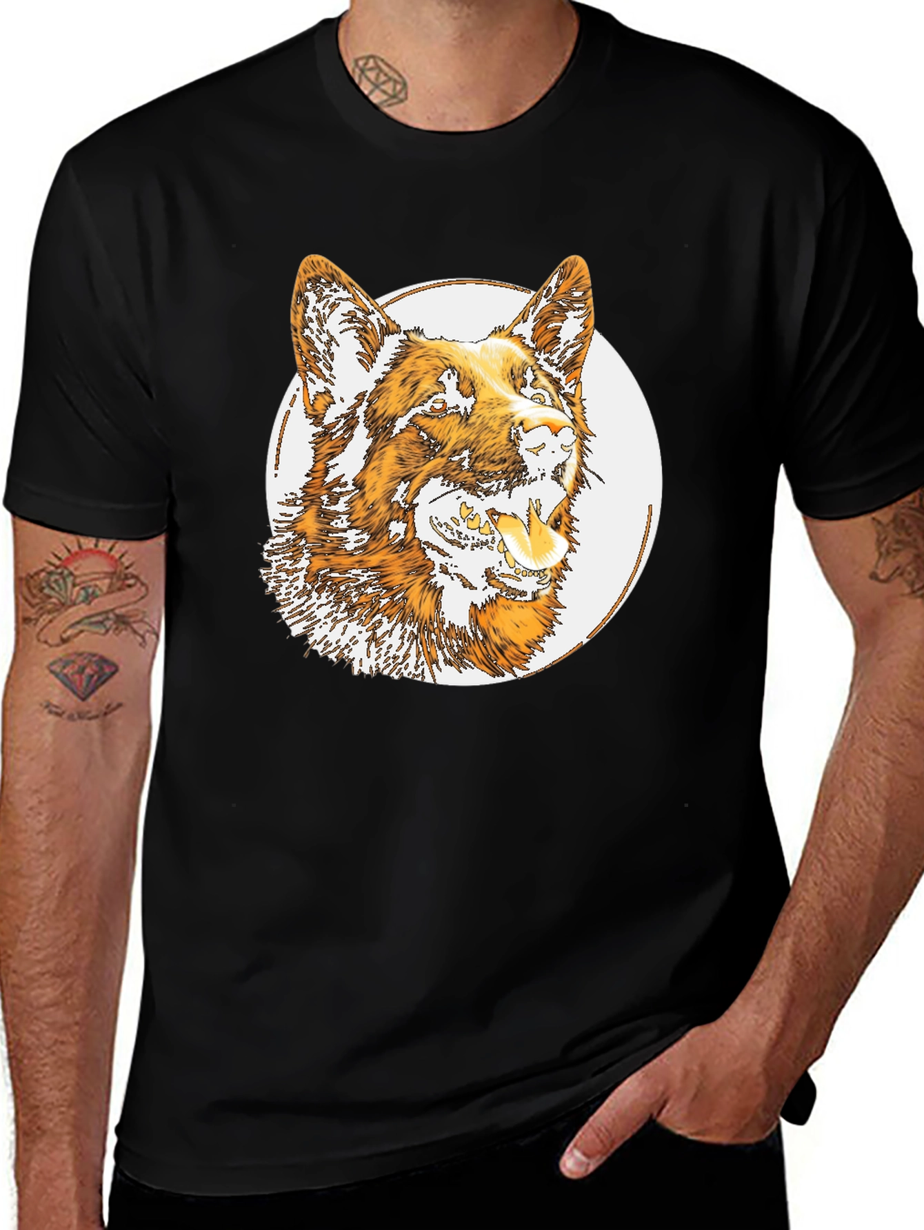 Variant 27 of Dog Graphic Tee - Men's Black T-Shirt