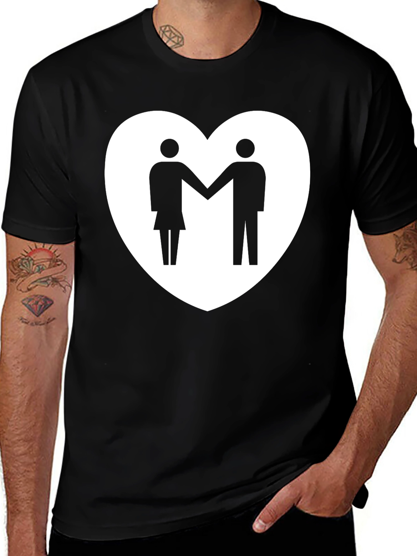 Variant 6 of Couple Heart T-Shirt - Black Love Tee