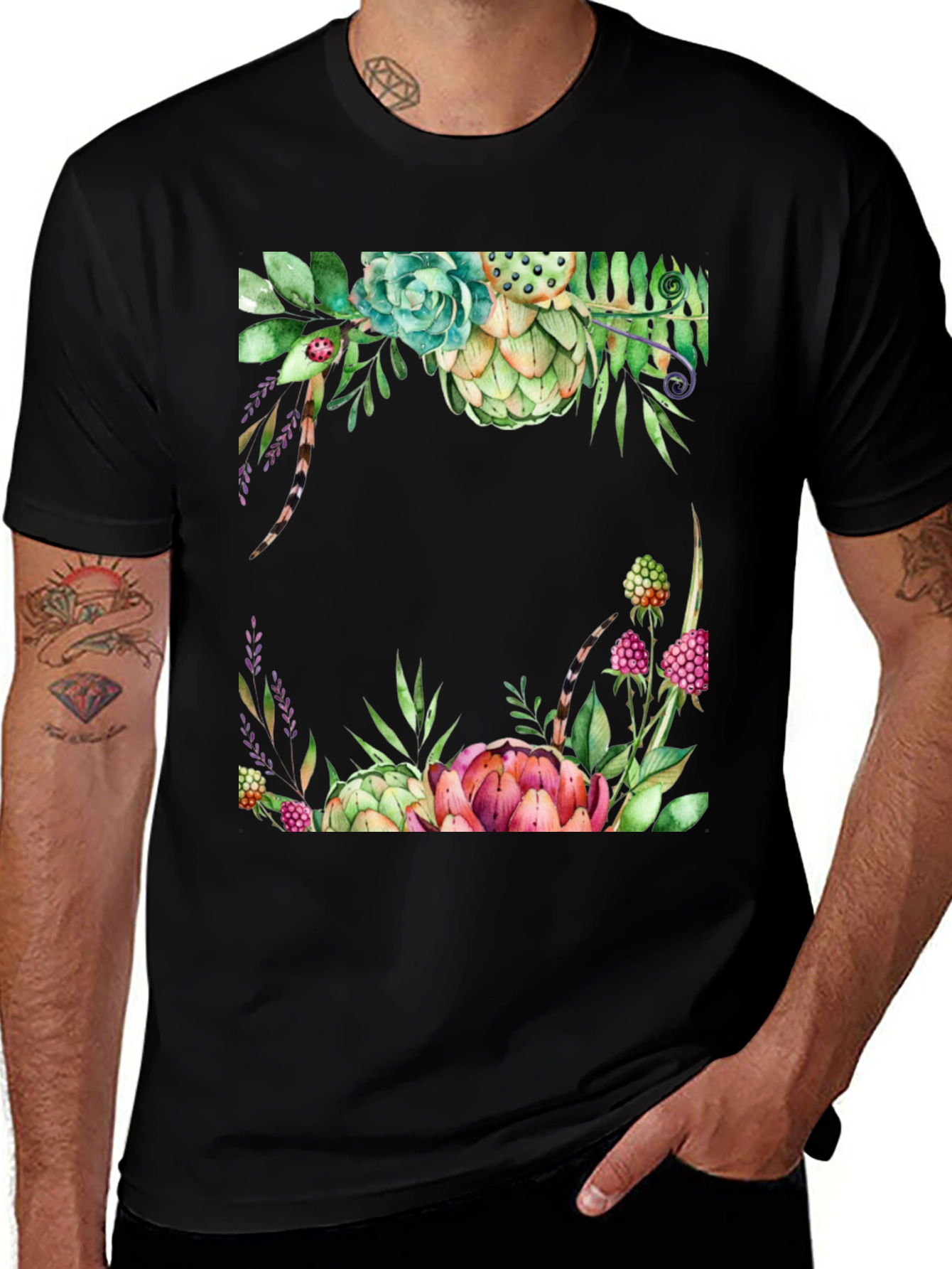 Variant 17 of Floral Artichoke T-Shirt - Stylish Botanical Design