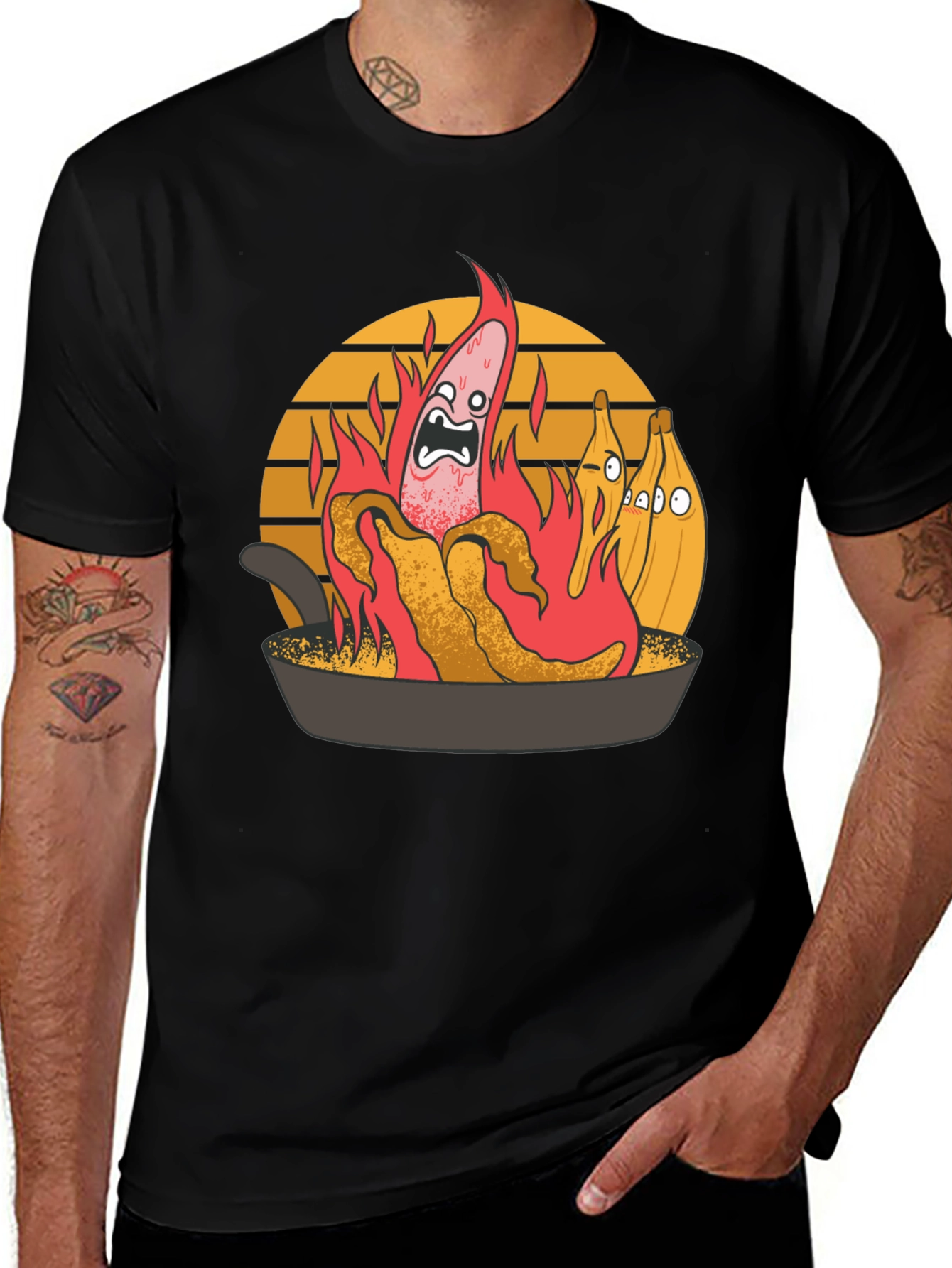 Variant 25 of Burning Hotdog Black Graphic Tee