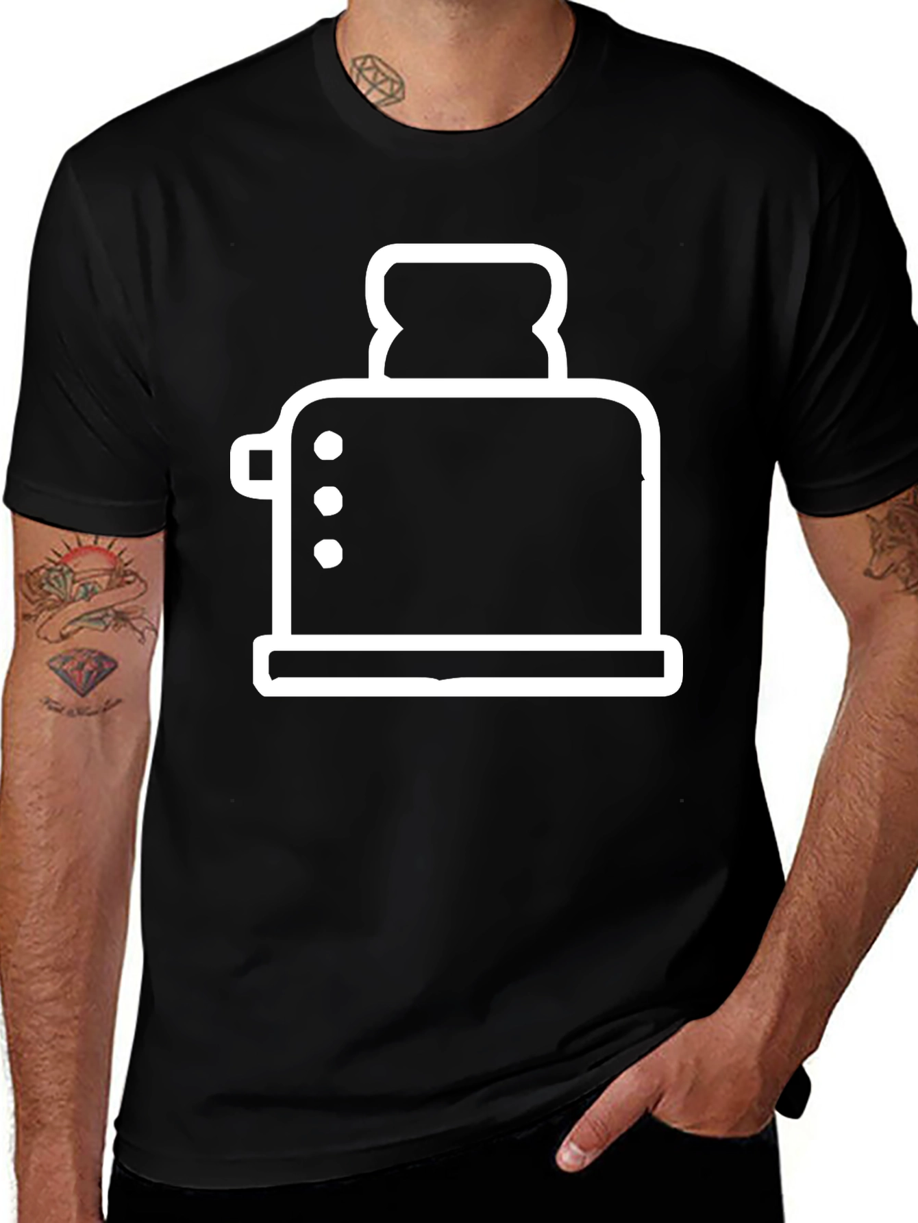 Variant 22 of Toaster Graphic Tee - Black Cotton T-Shirt