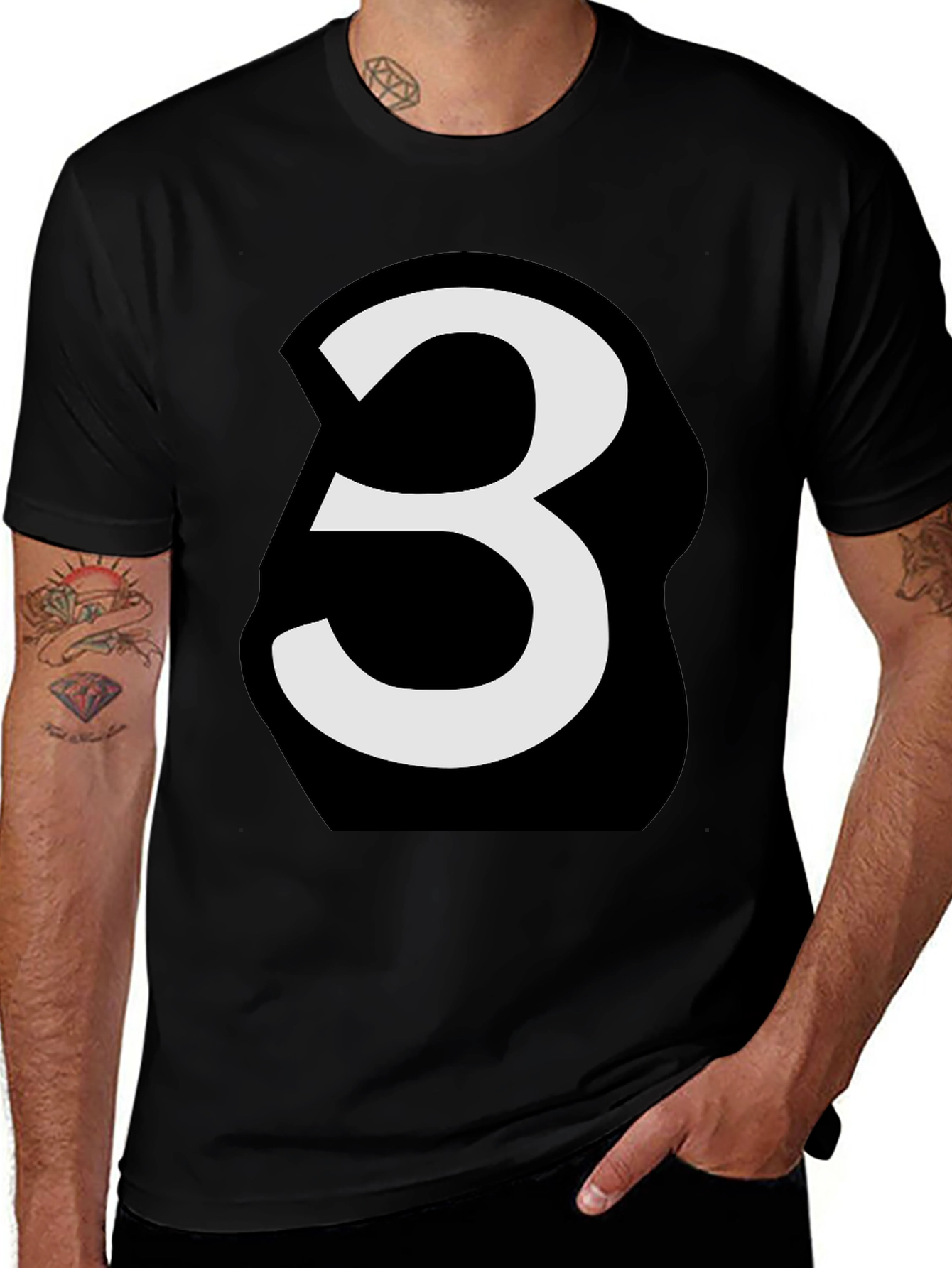 Variant 20 of Bold Number 3 Graphic Tee - Black