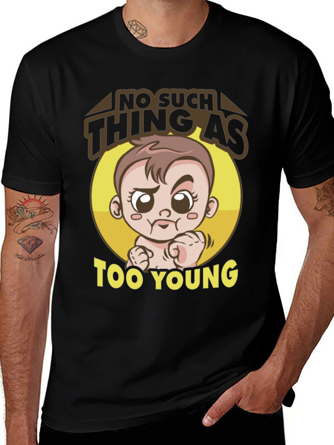 Variant 30 of Funny Baby Graphic Tee - Too Young T-Shirt