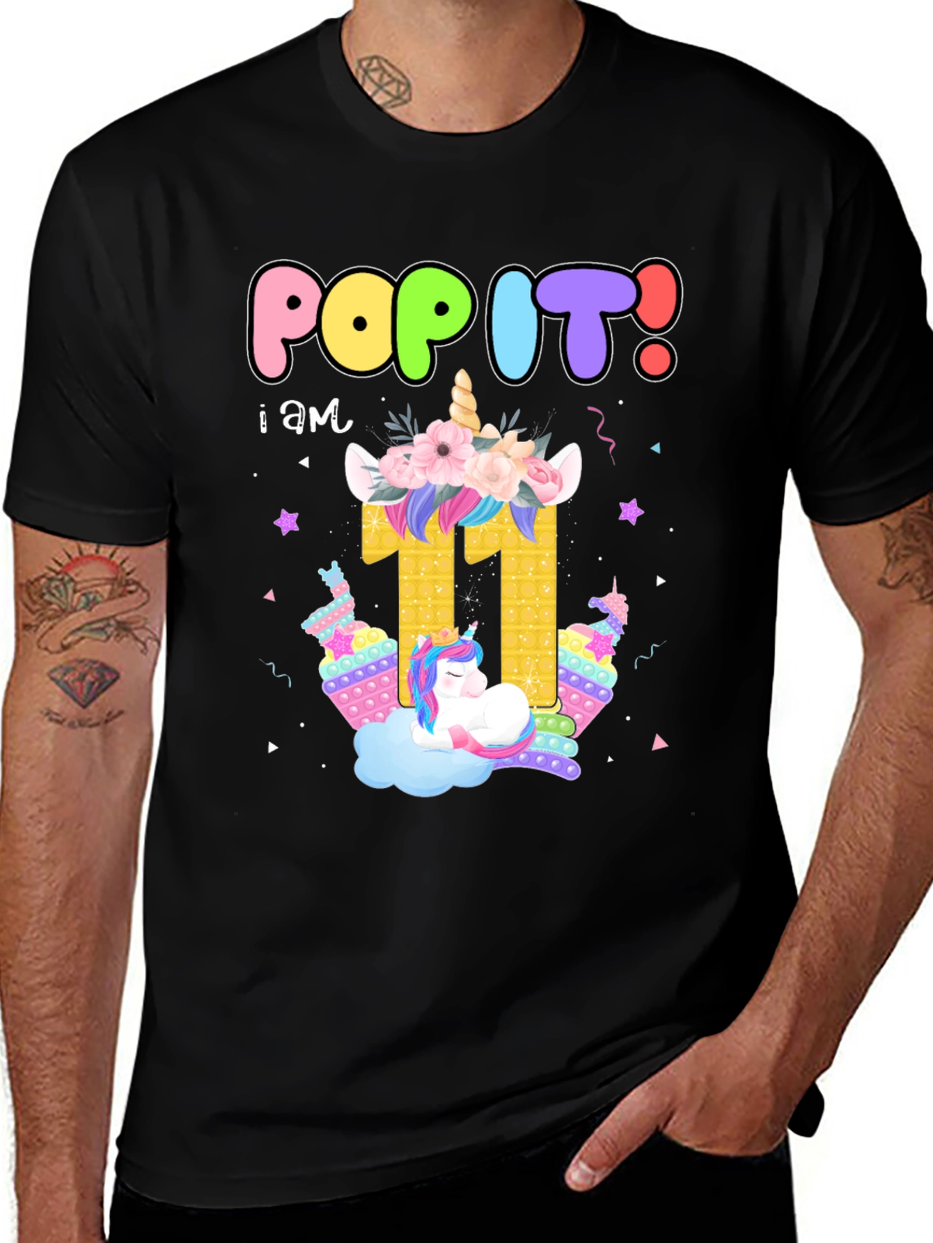 Variant 7 of Pop It Unicorn Birthday Shirt - I am 11!