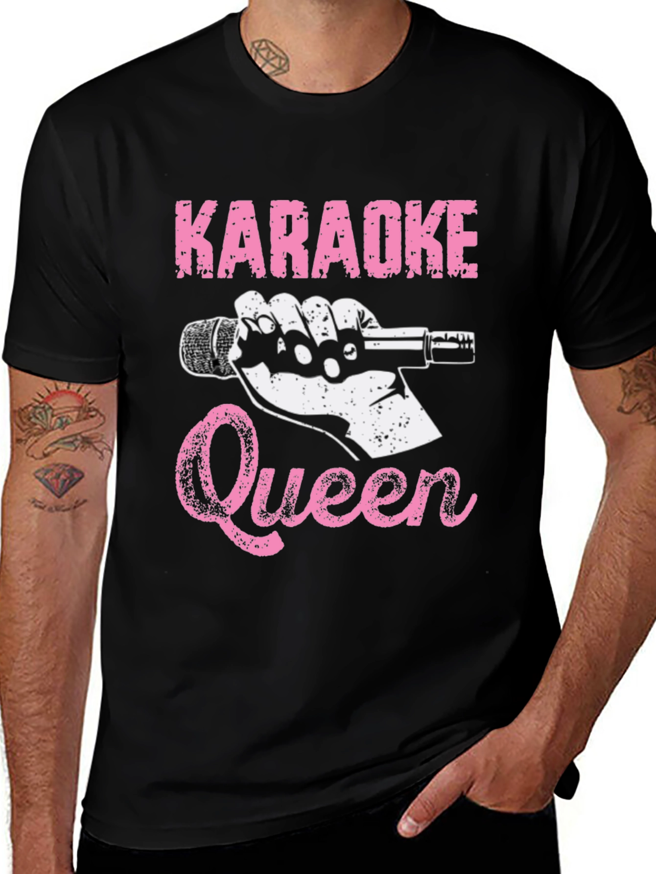 Karaoke Queen T-Shirt - Black Graphic Tee