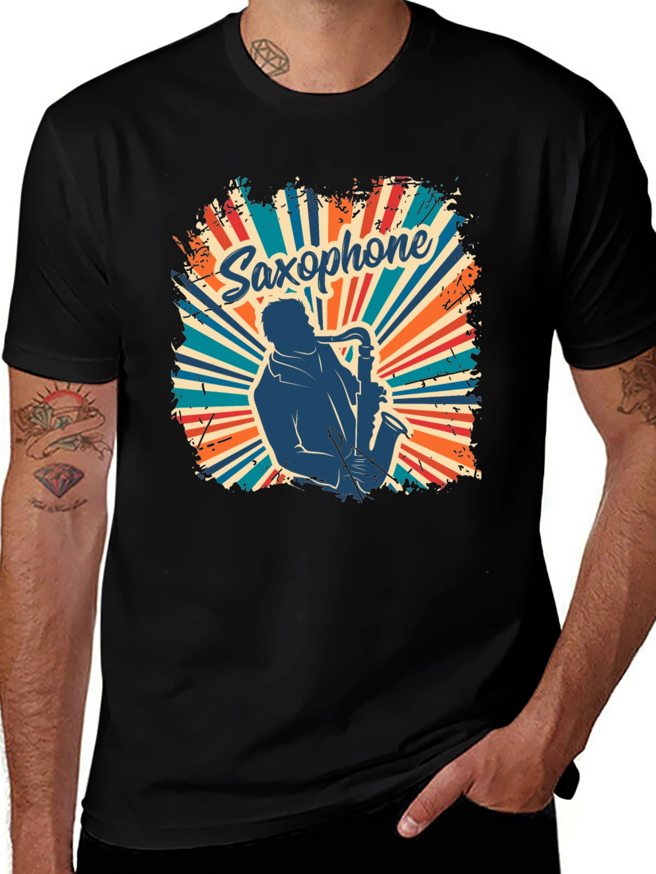 Variant 7 of Saxophone Retro T-Shirt - Musician Graphic Tee