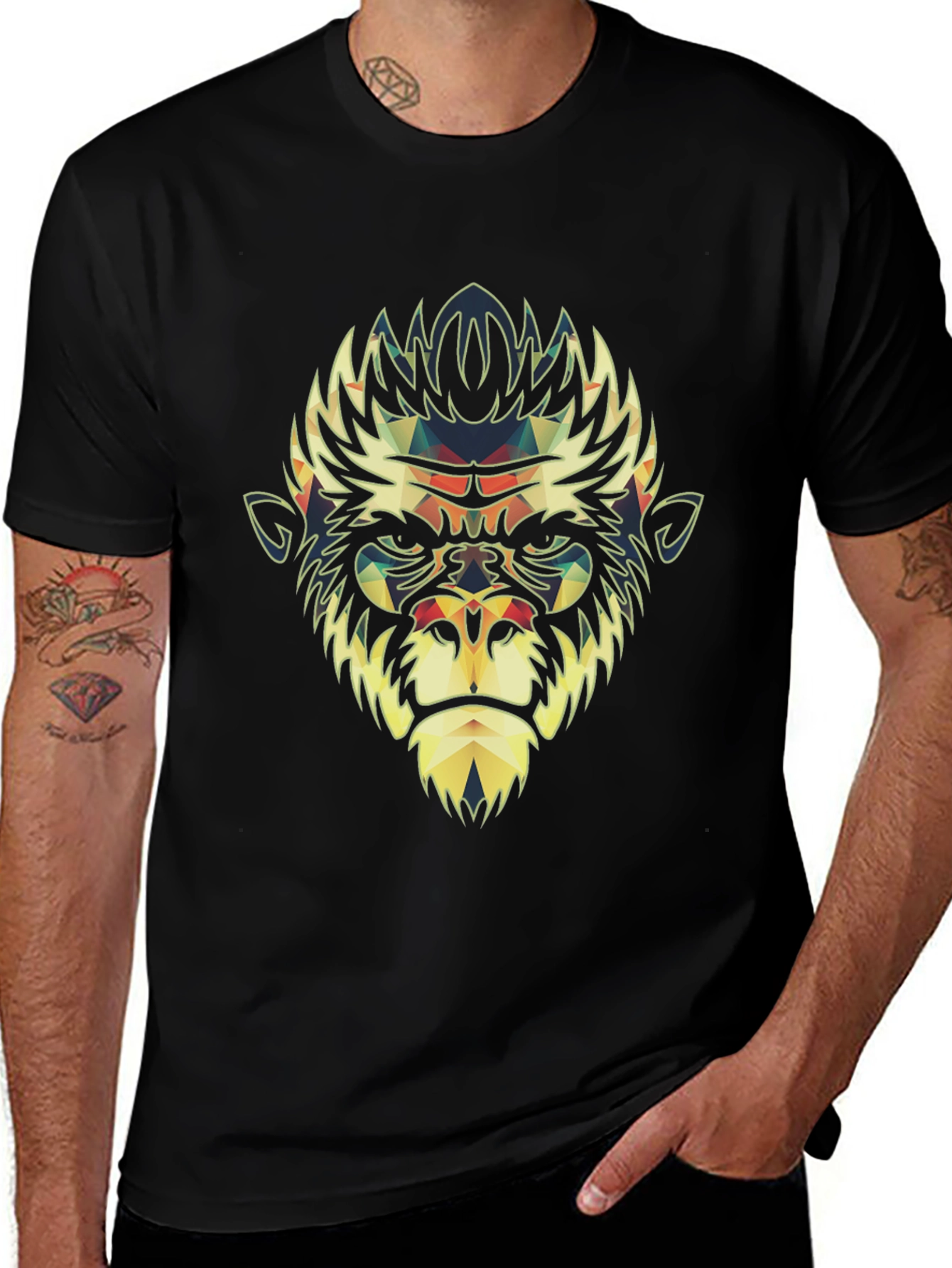 Variant 28 of Geometric Gorilla Graphic Tee - Cool Artistic Design