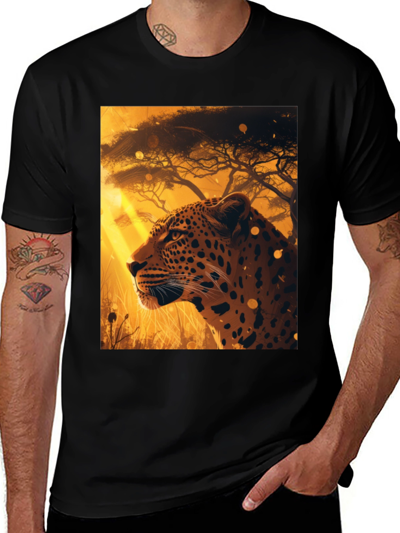 Variant 17 of Leopard Graphic Tee - Wildlife Print
