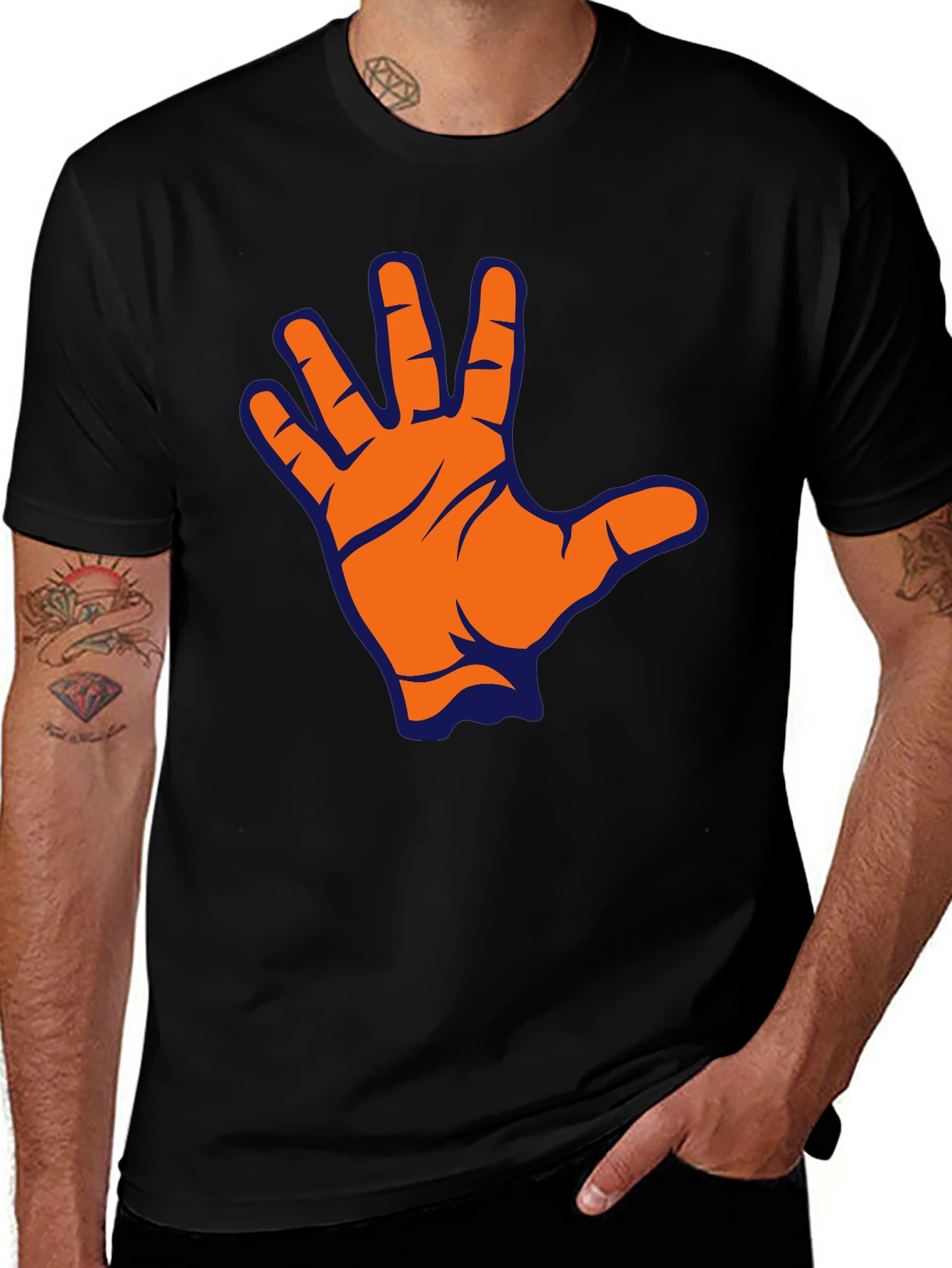 Variant 13 of Live Long T-Shirt - Black Vulcan Salute Tee