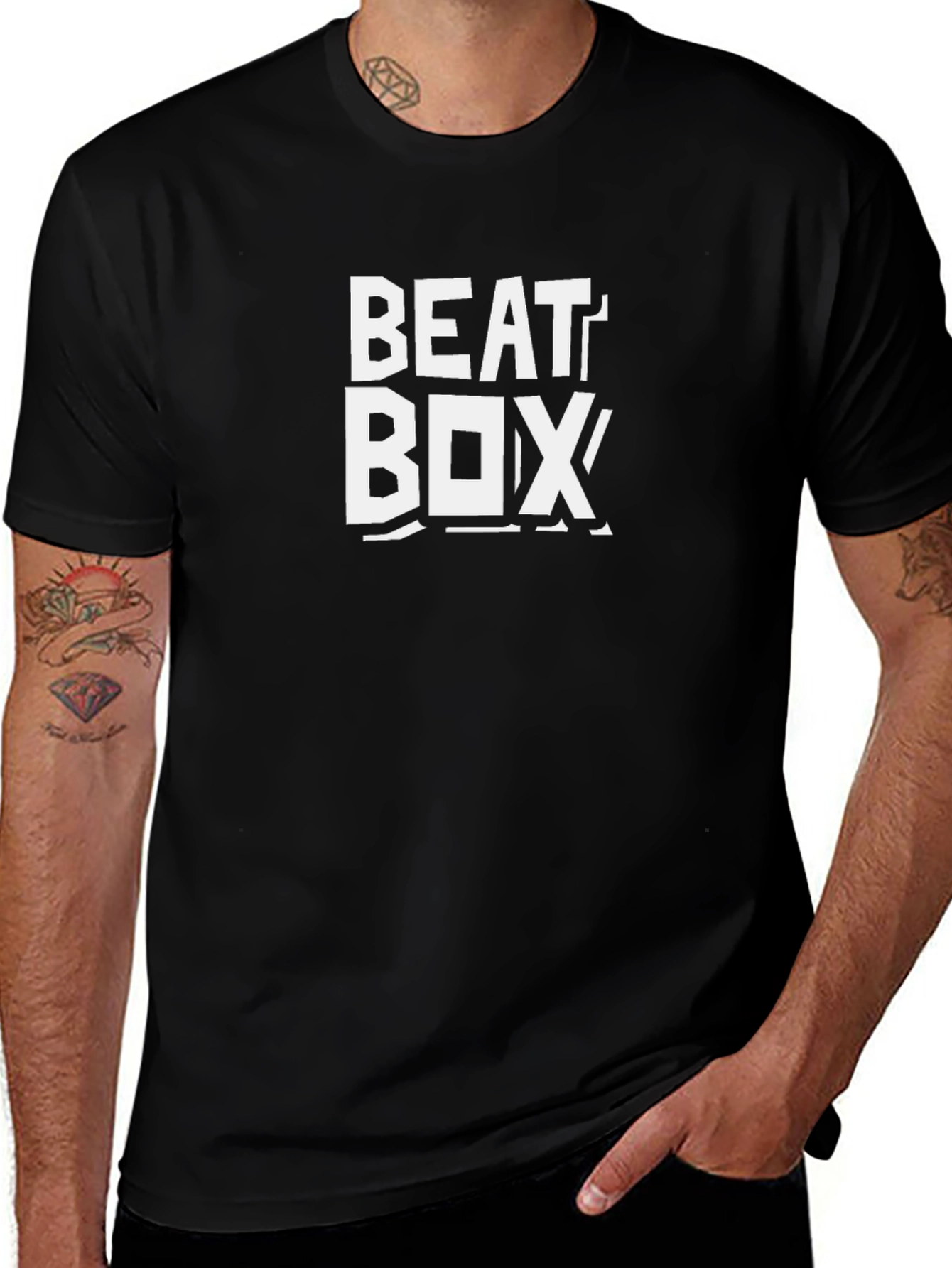 Variant 11 of Beat Box Graphic Print Black T-Shirt for Men