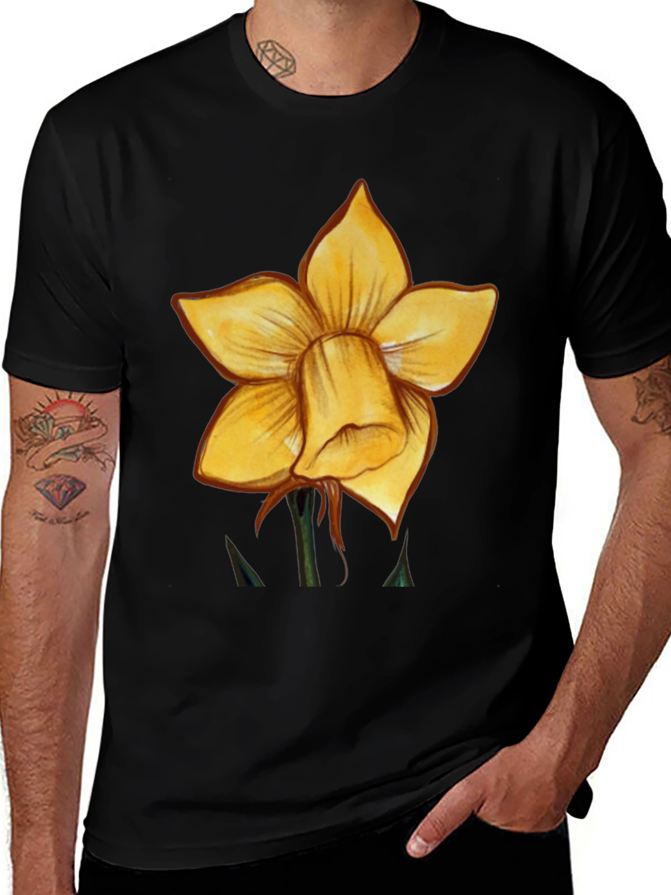 Variant 22 of Daffodil Graphic Tee - Elegant Floral Print