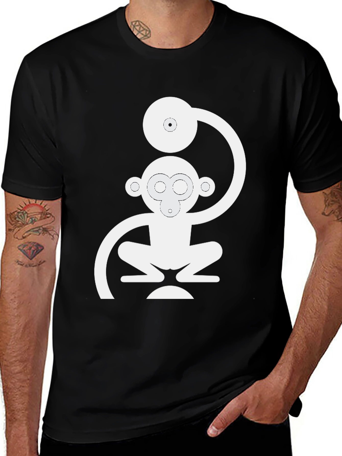 Variant 13 of Monkey Graphic Black Tee - Modern Minimalist Design