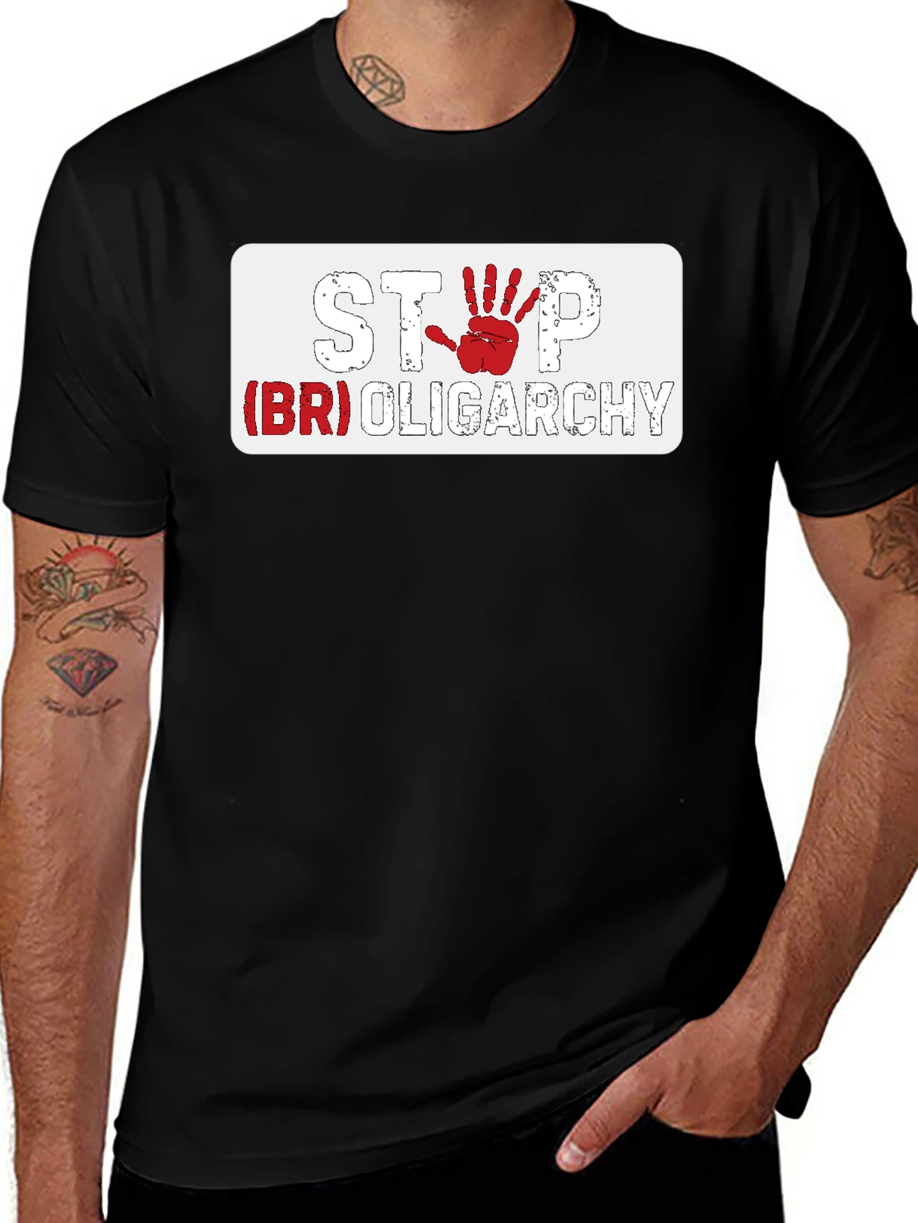 Variant 9 of Stop (BR) Oligarchy Black T-Shirt