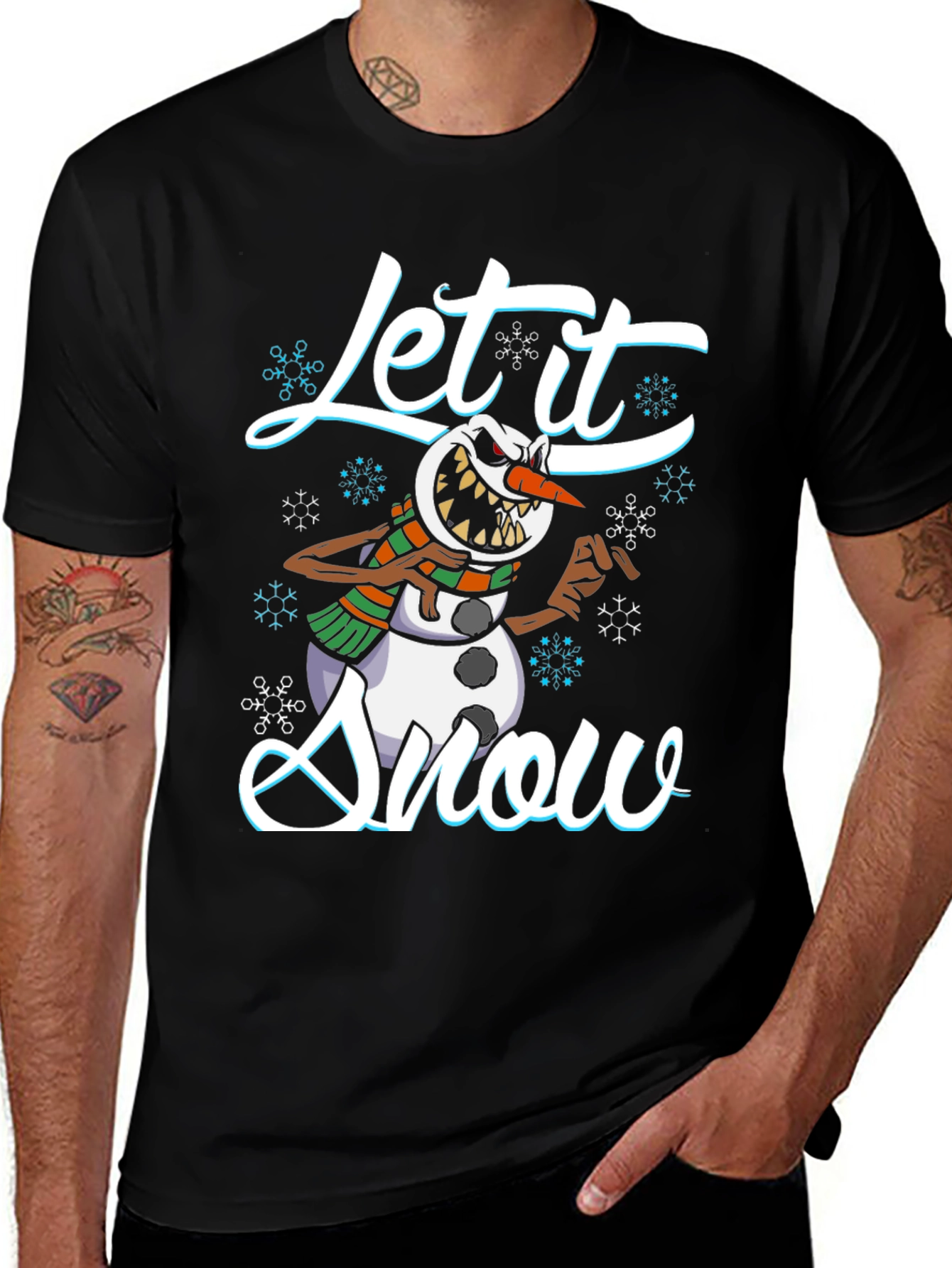 Variant 16 of Evil Snowman Let it Snow Black T-Shirt