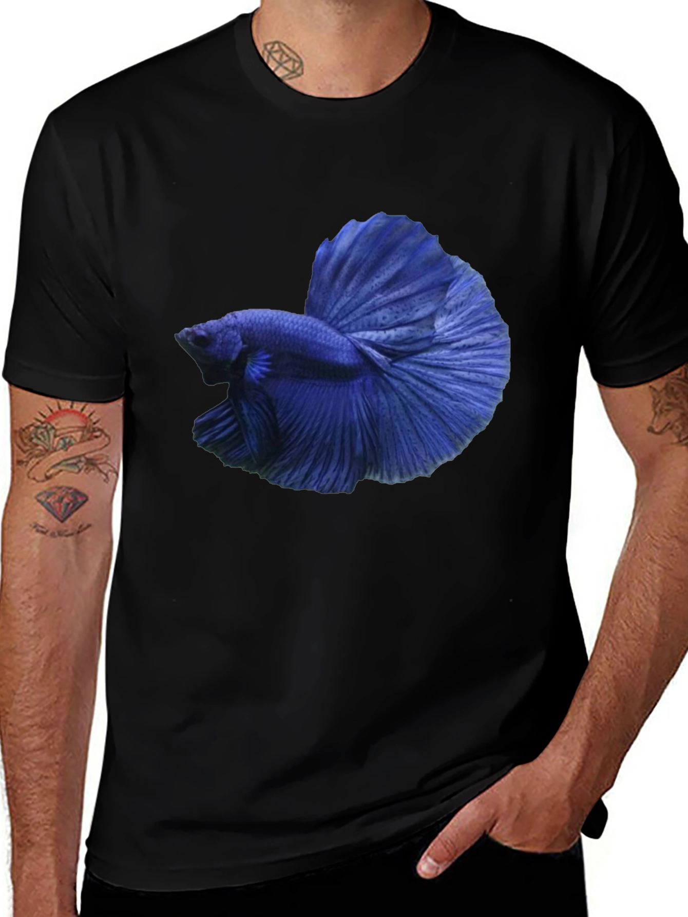 Blue Betta Fish Graphic T-Shirt - Stylish Casual Tee