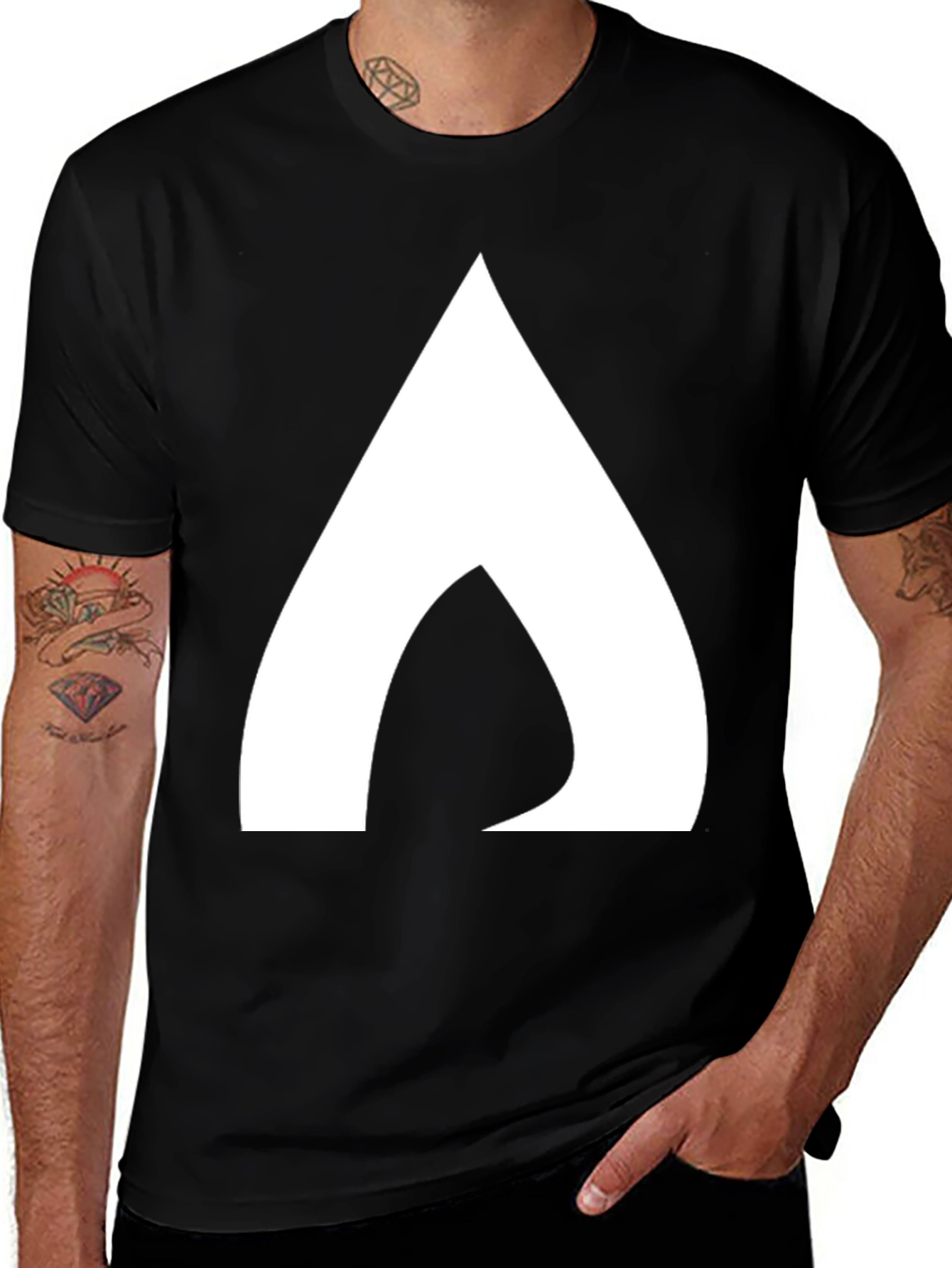 Variant 17 of Modern White Logo Black T-Shirt
