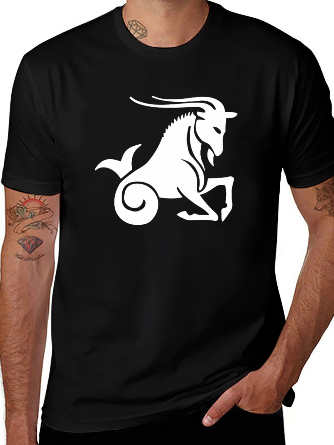Capricorn Zodiac Graphic Tee - Black