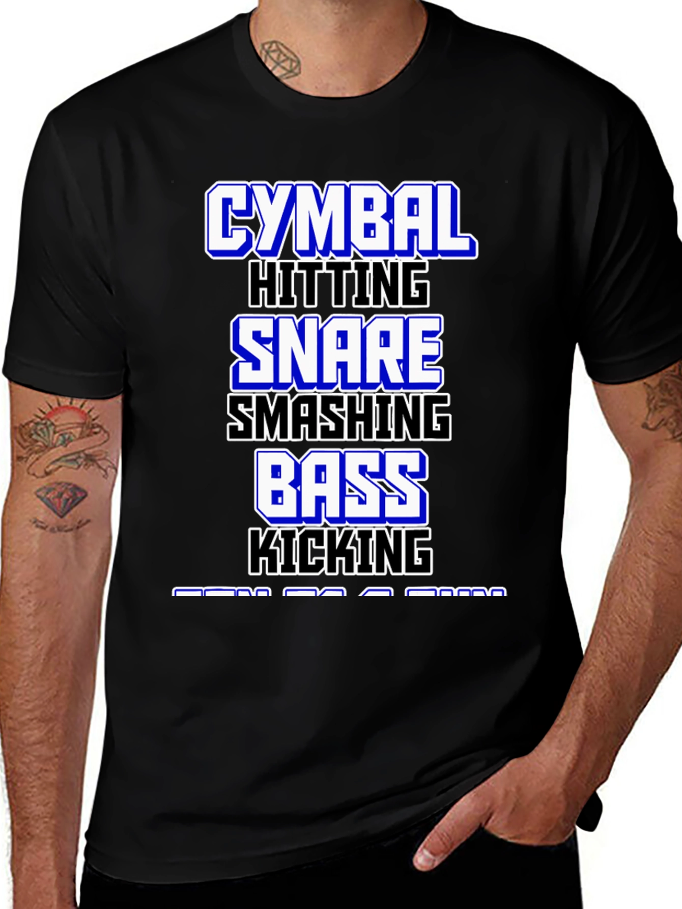 Drummer T-Shirt: Cymbal, Snare, Bass - Music Lover Tee