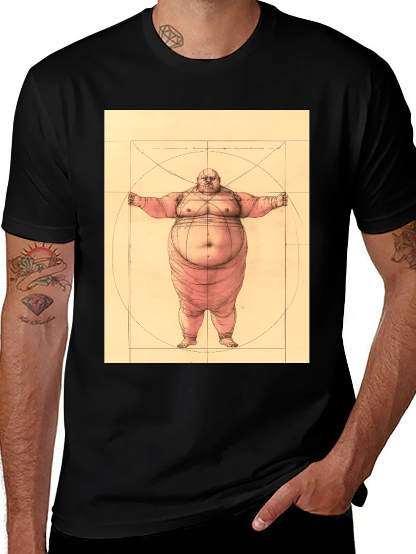 Variant 10 of Vitruvian Man Parody T-Shirt - Funny Graphic Tee