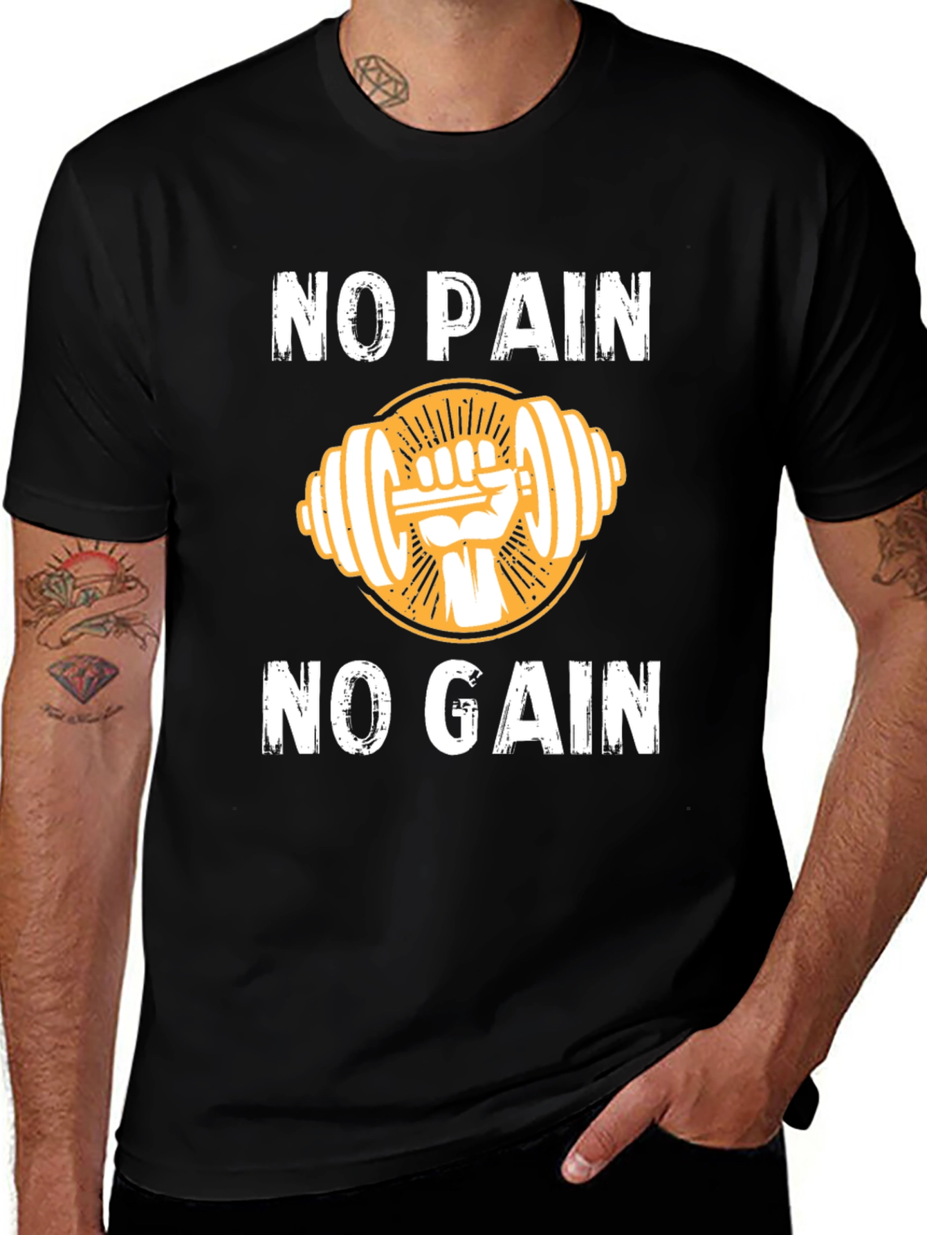 No Pain No Gain Black Graphic T-Shirt