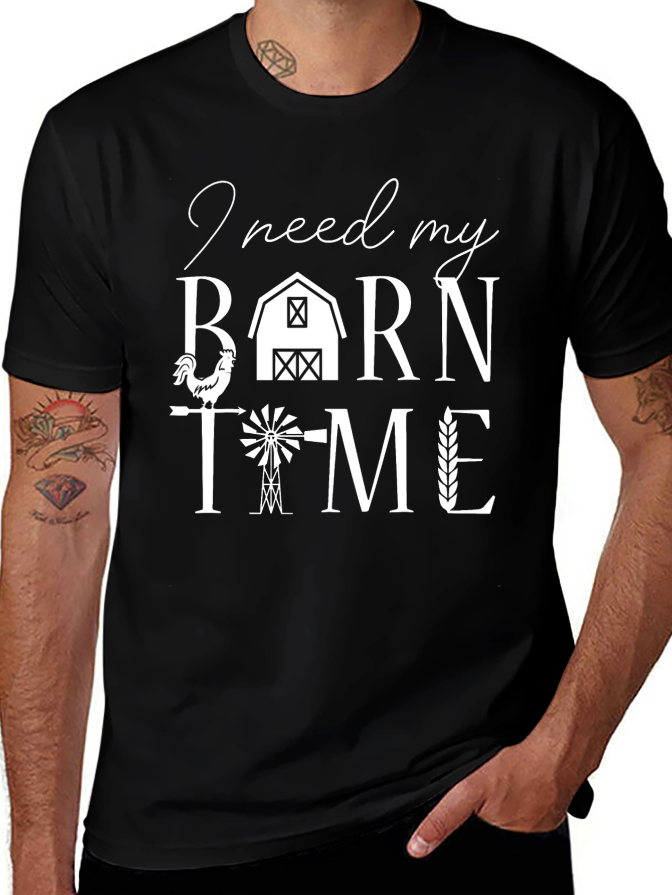 I Need My Barn Time Black Graphic T-Shirt