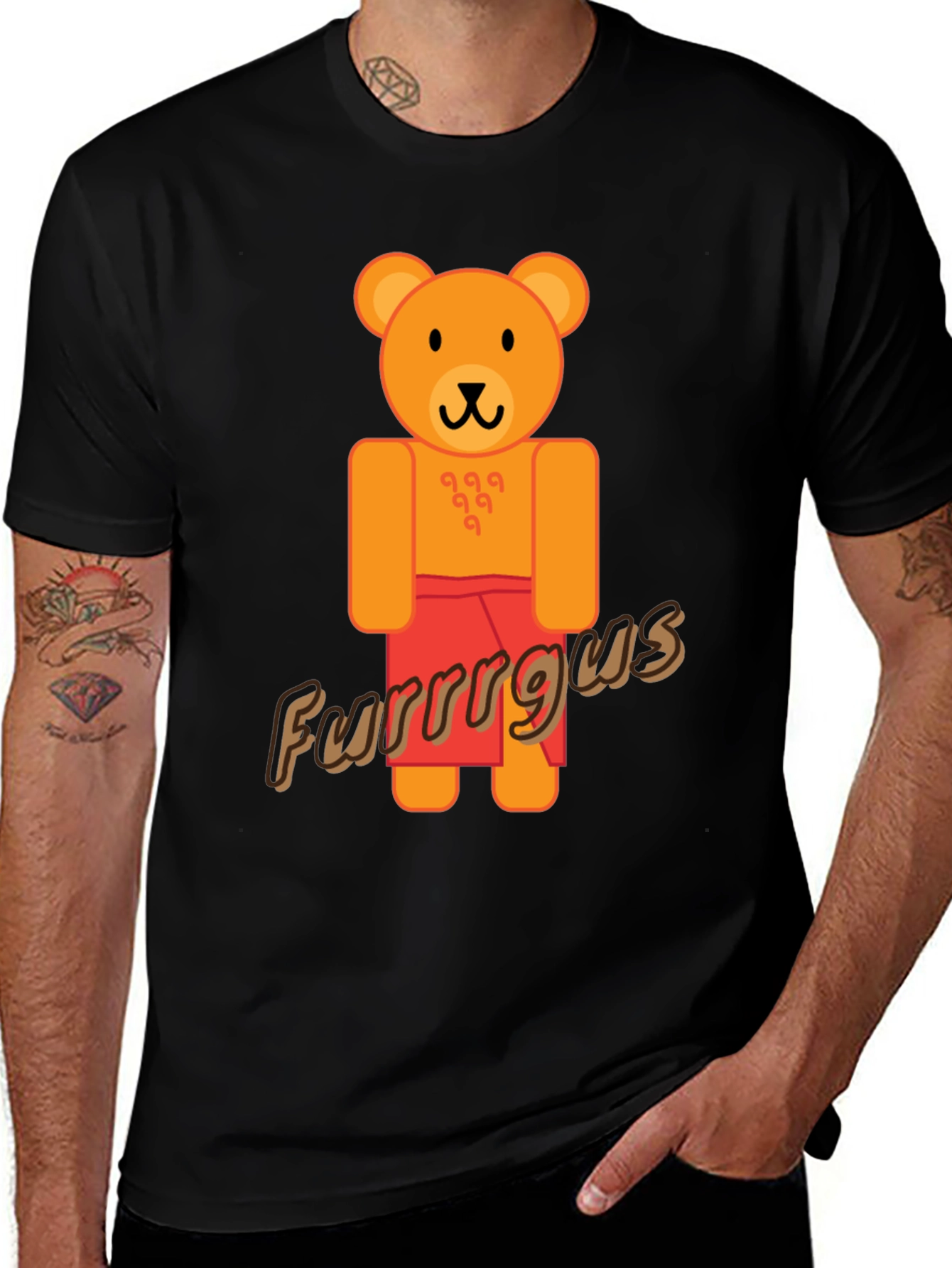 Variant 19 of Cute Cartoon Bear Graphic Black T-Shirt
