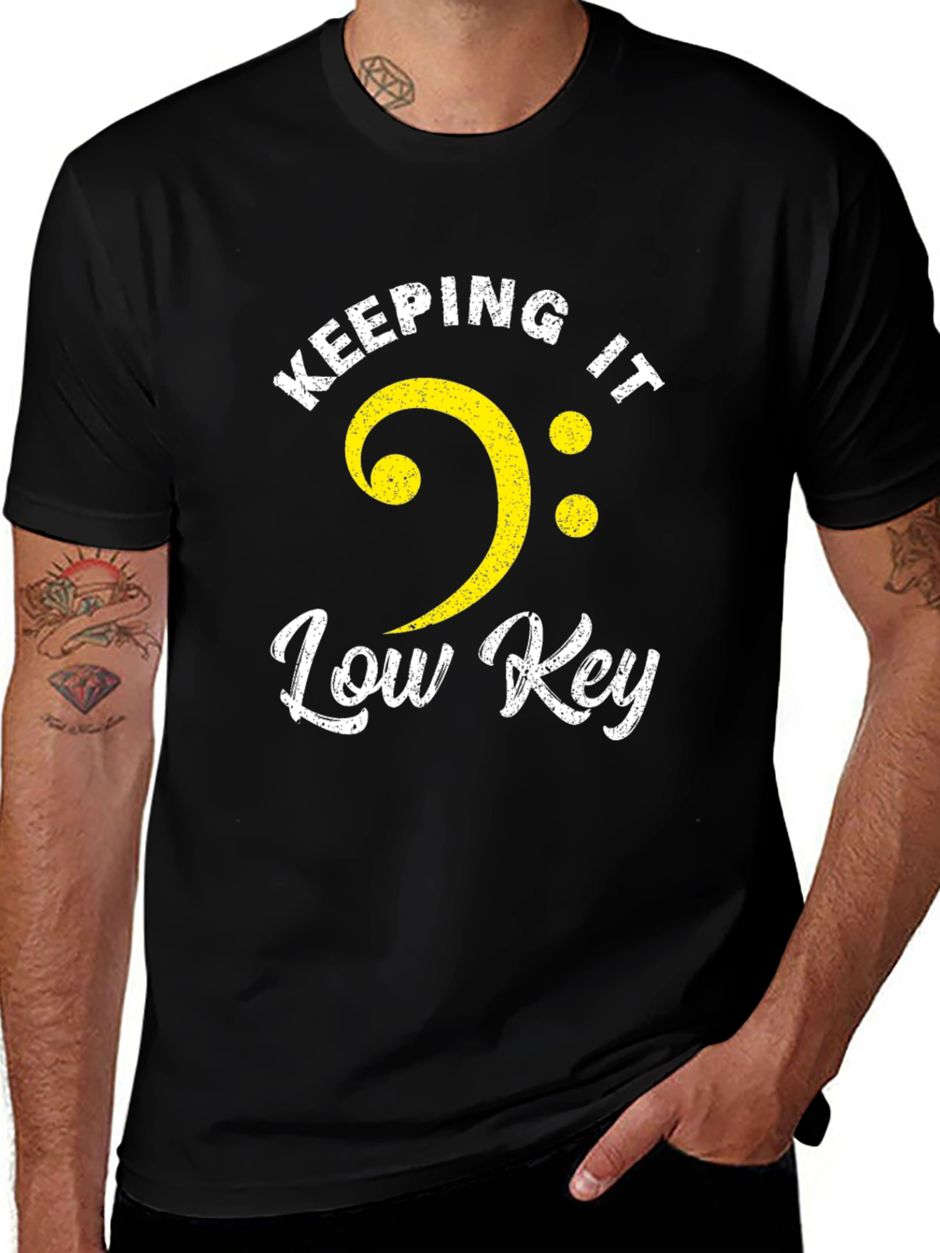Variant 6 of Keeping It Low Key Bass Clef Graphic Tee