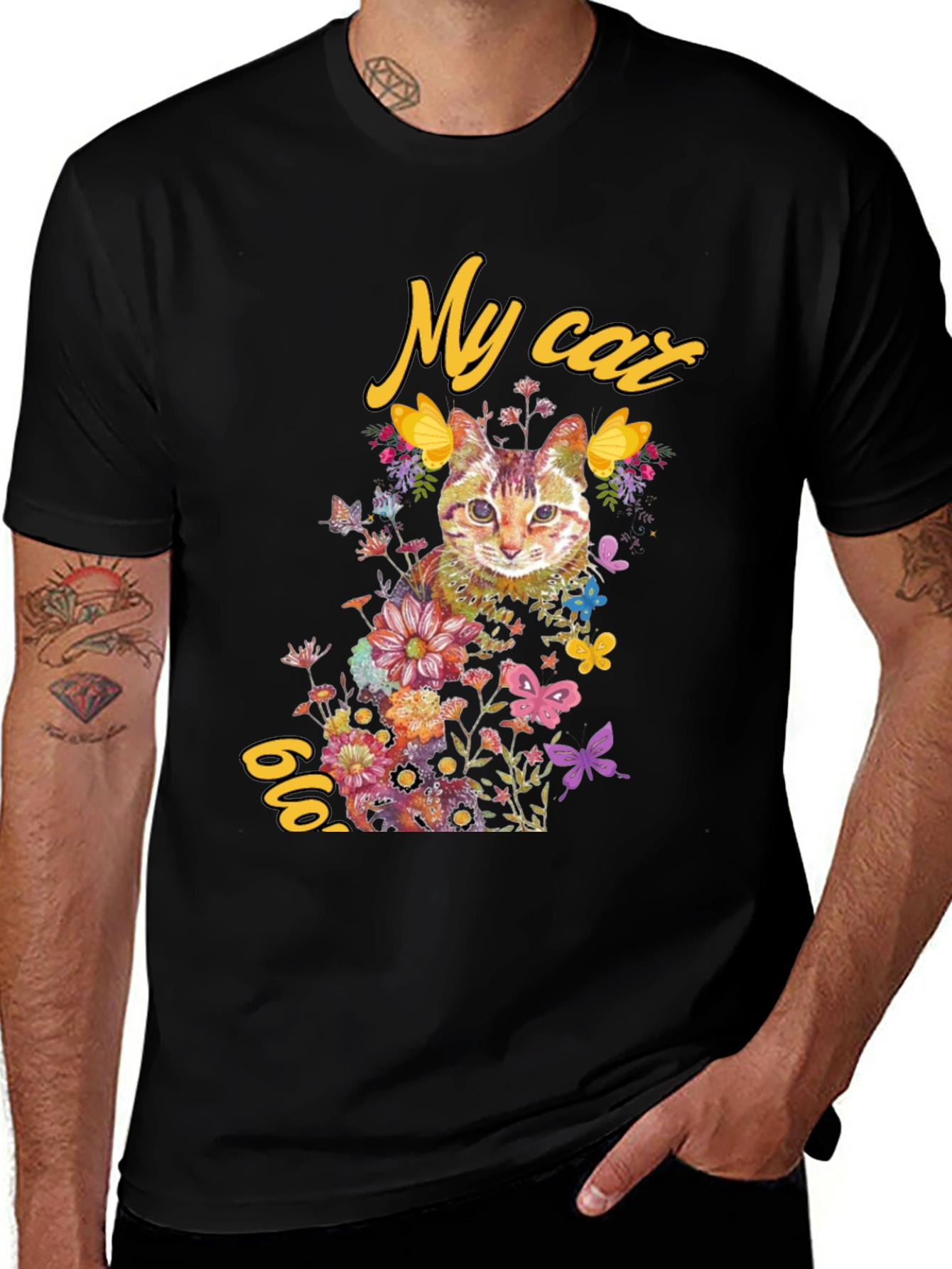 Variant 10 of My Cat Graphic T-Shirt - Floral Kitten Tee