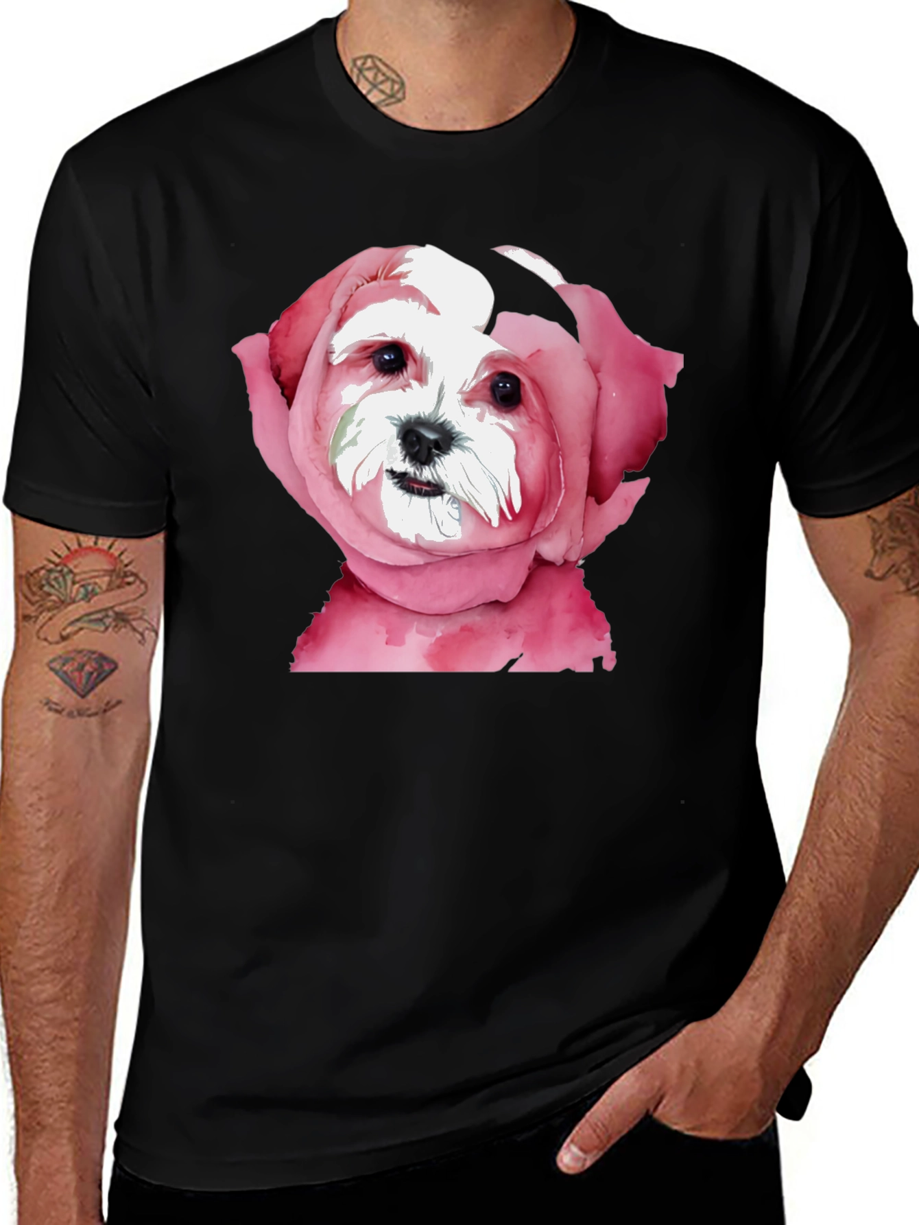 Variant 9 of Dog in Rose T-Shirt: Unique Floral Puppy Tee