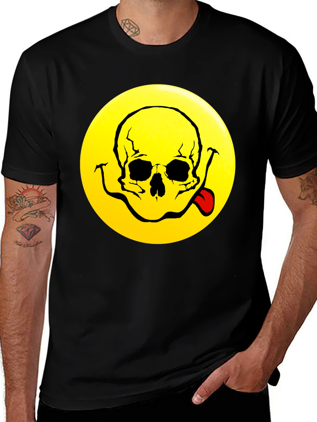 Skull Face Emoji Graphic T-Shirt