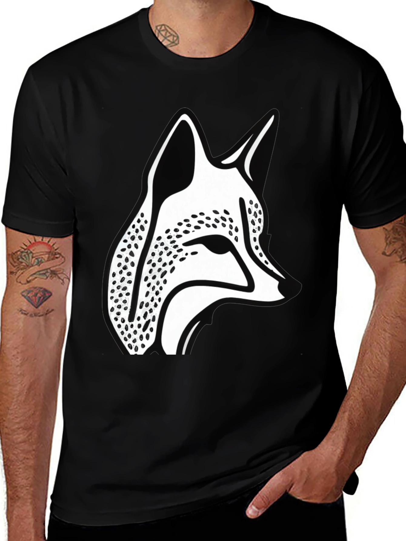 Variant 7 of Fox Graphic Tee - Black Cotton Blend Casual Wear