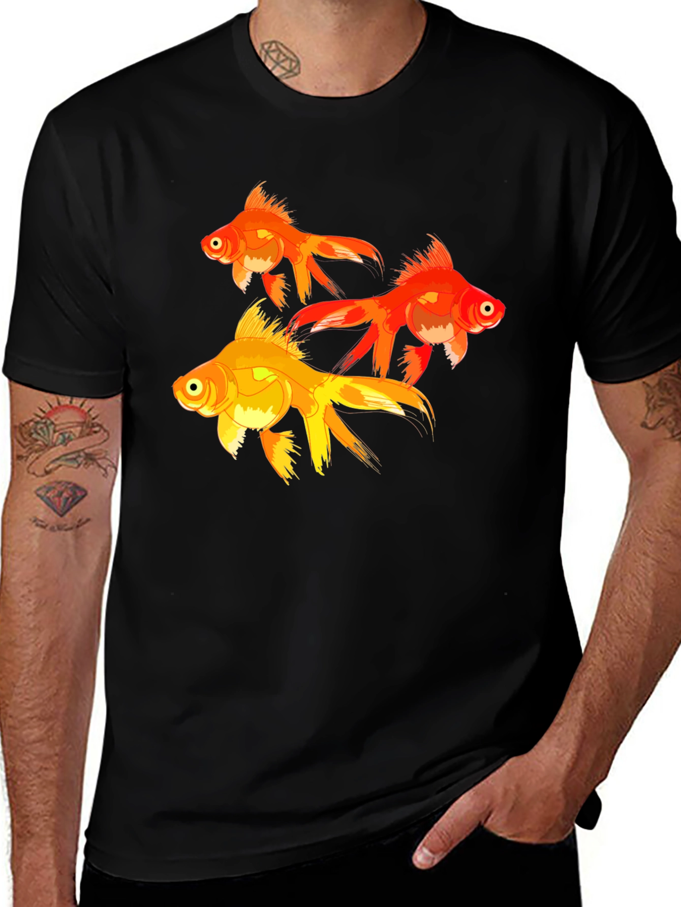 Variant 26 of Goldfish Graphic T-Shirt - Black Cotton Tee