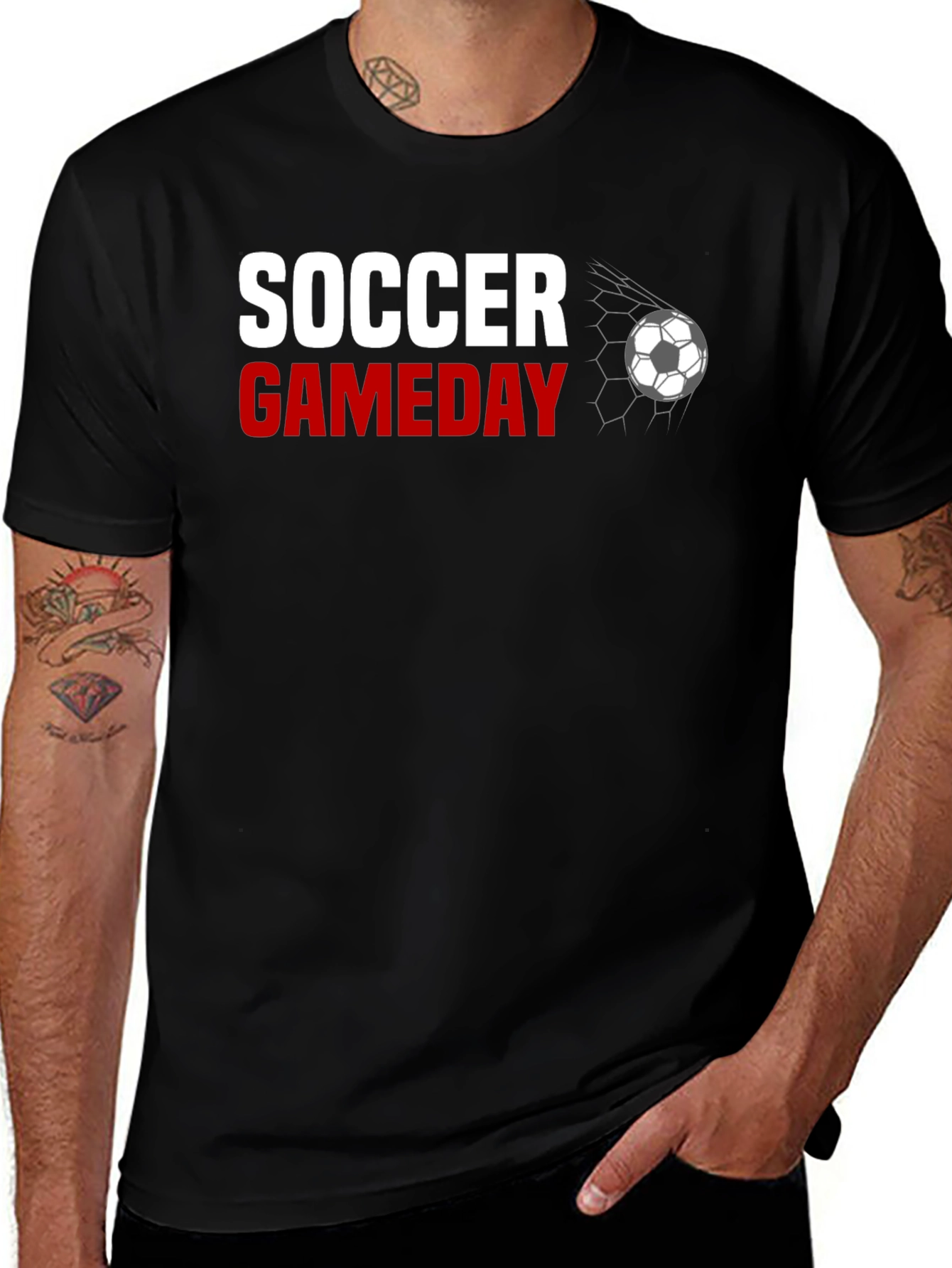 Variant 15 of Soccer Gameday Graphic Tee - Black Cotton T-Shirt