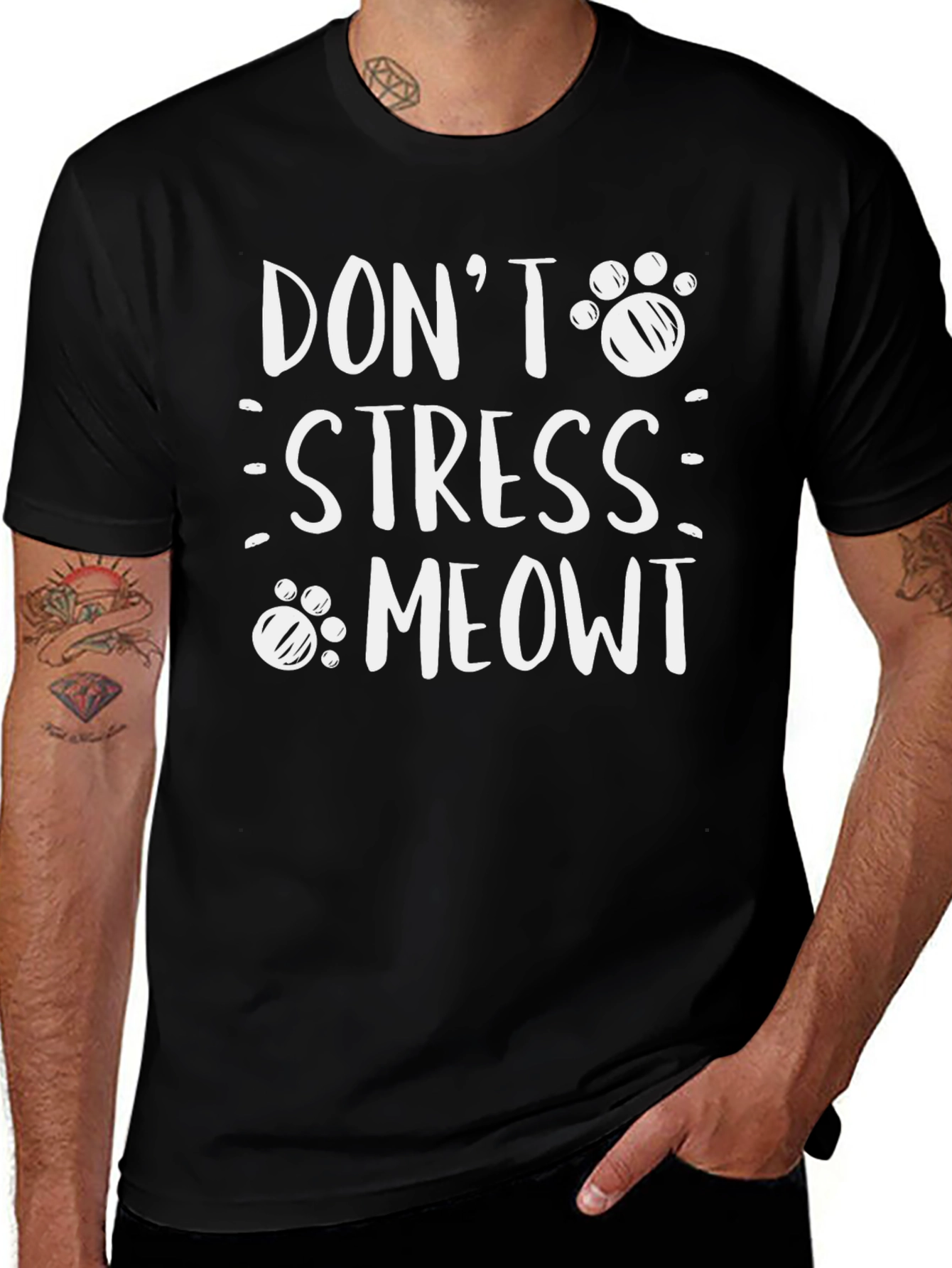 Variant 16 of Don't Stress Meowt Black Graphic Tee