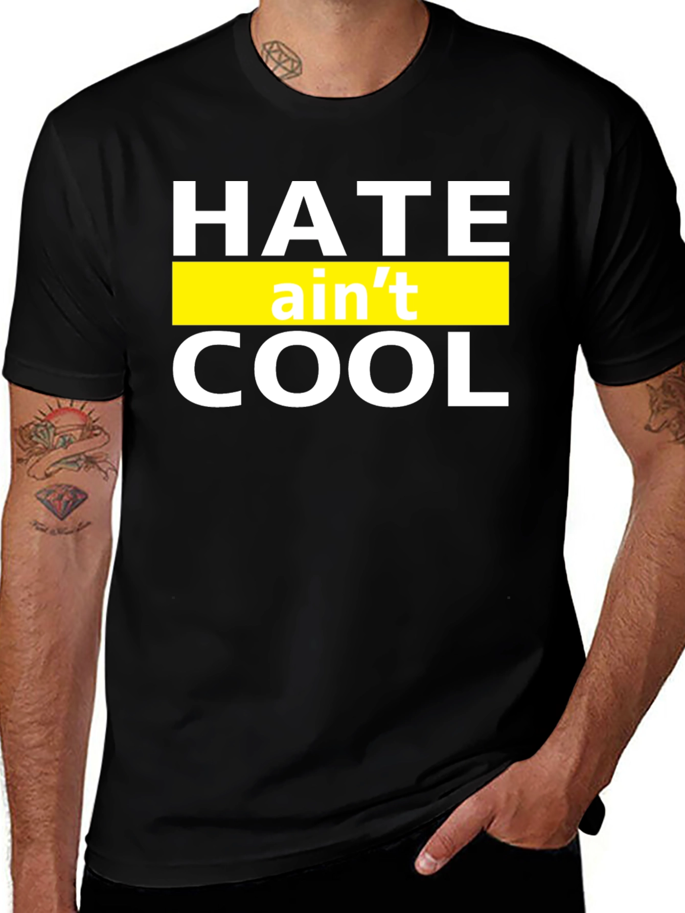 Variant 30 of Hate Ain't Cool Graphic T-Shirt - Black Crew Neck