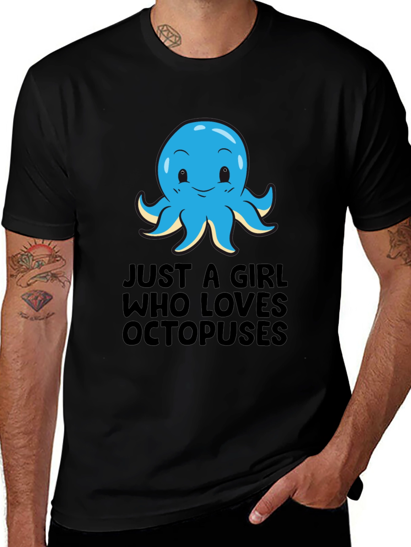 Variant 15 of Girl Loves Octopuses Black T-Shirt