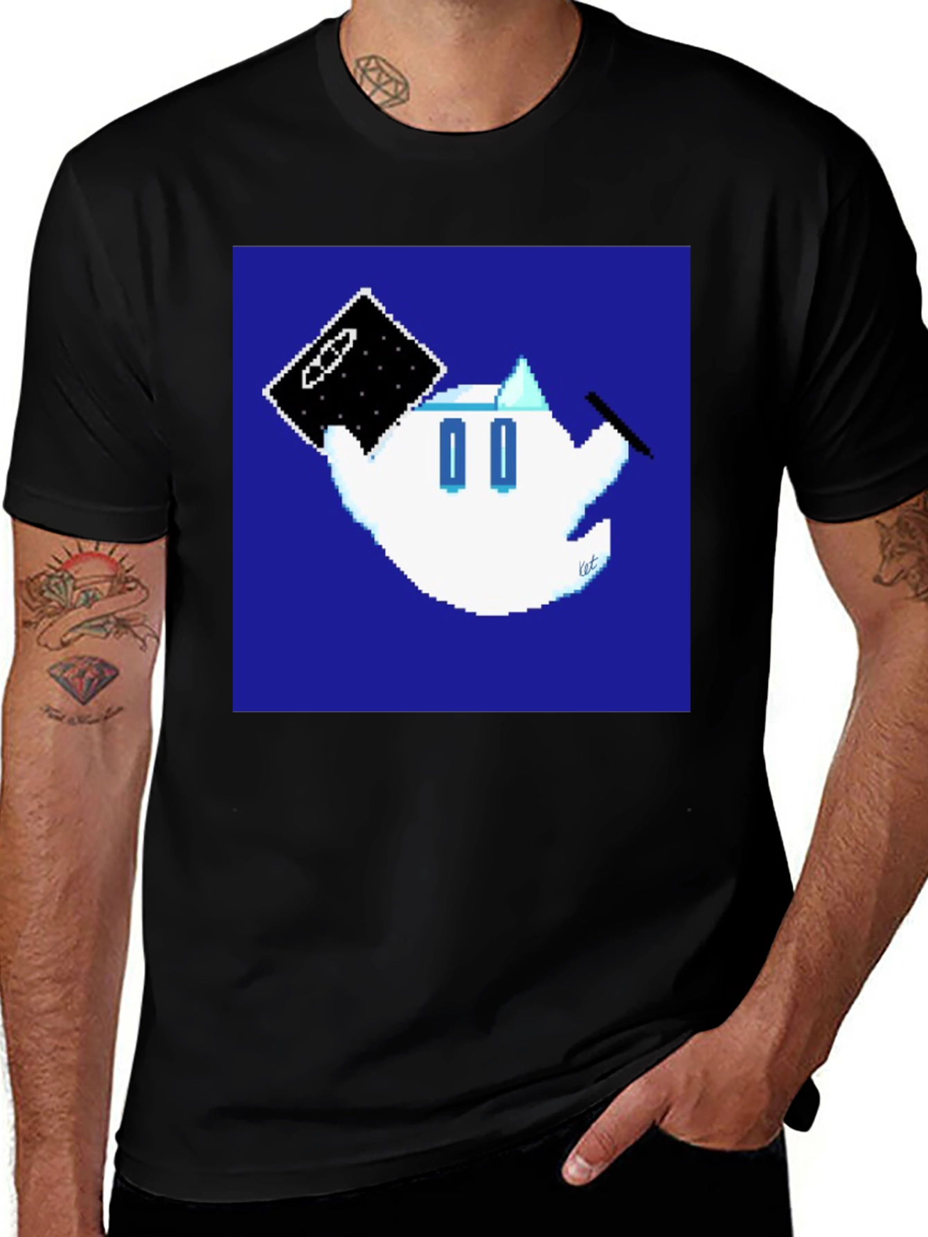Variant 16 of Pixel Ghost DJ T-Shirt - Retro Music Vibes!