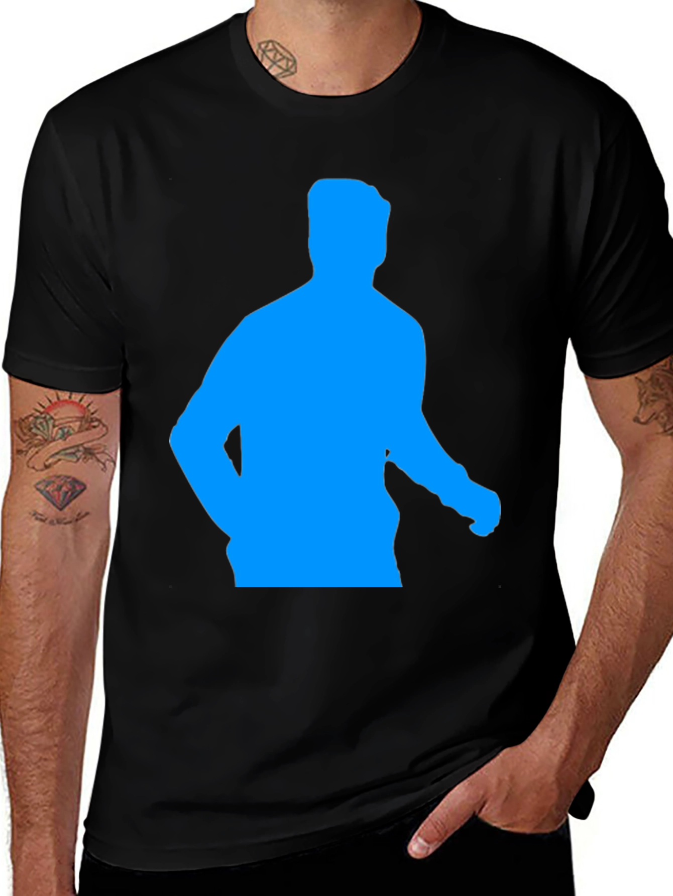 Variant 27 of Cool Black T-Shirt with Blue Silhouette Graphic