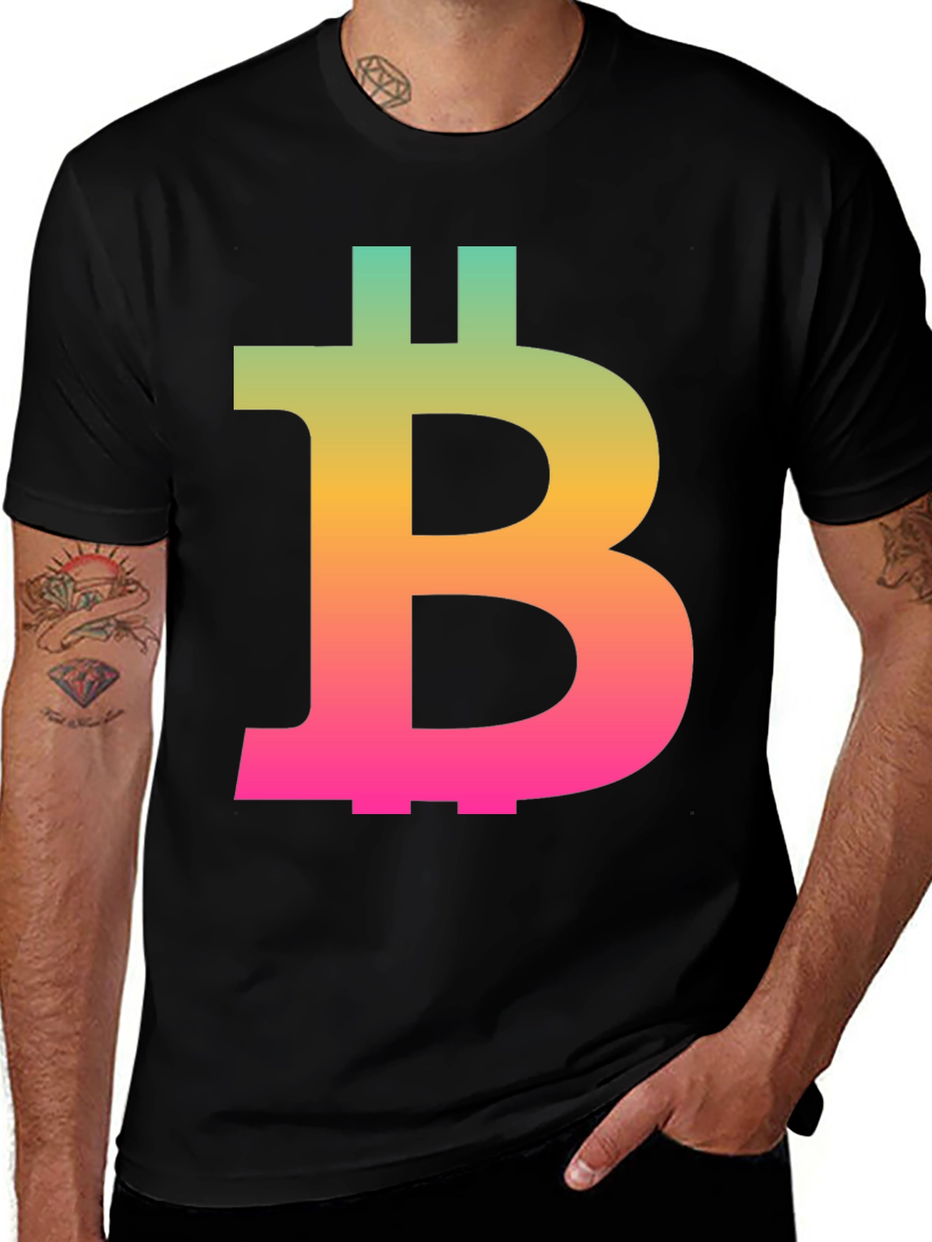 Bitcoin Rainbow Gradient Tee - Crypto Enthusiast Fashion