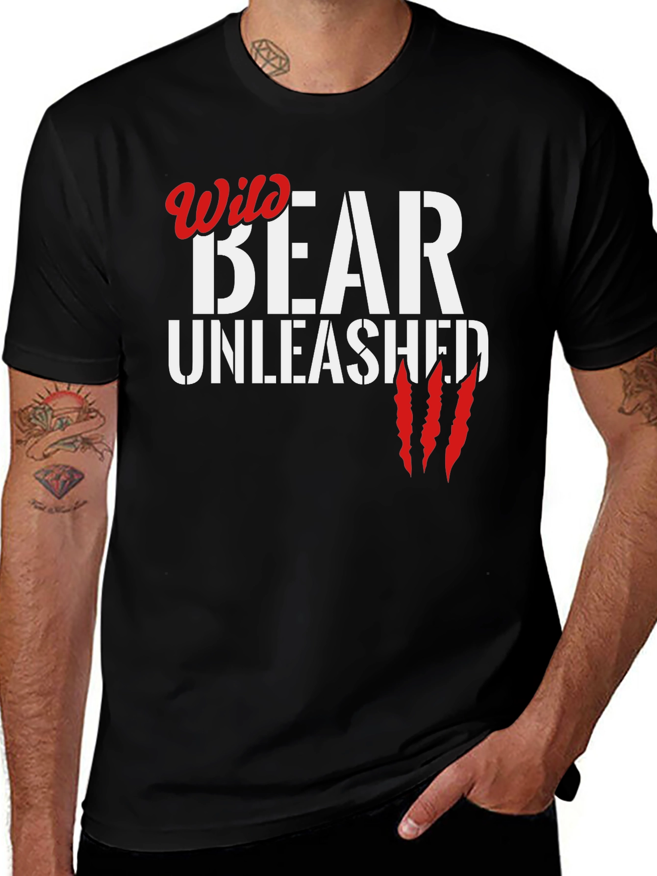 Variant 14 of Wild Bear Unleashed Black Graphic Tee