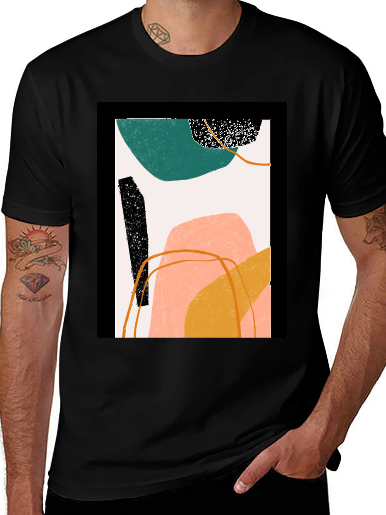 Black Abstract Art Graphic Tee - Modern Minimalist Design main image